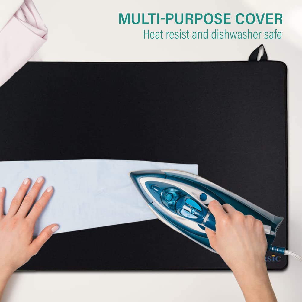 Larsic Stove Cover - 36x21 Inch Black Waterproof Anti-Slip Electric Stove Protector | Foldable Gap Cover for Washer Dryer Top | Prevents Scratches & Expands Counter Space | Perfect for Kitchen, Laundry Room & Small Apartments