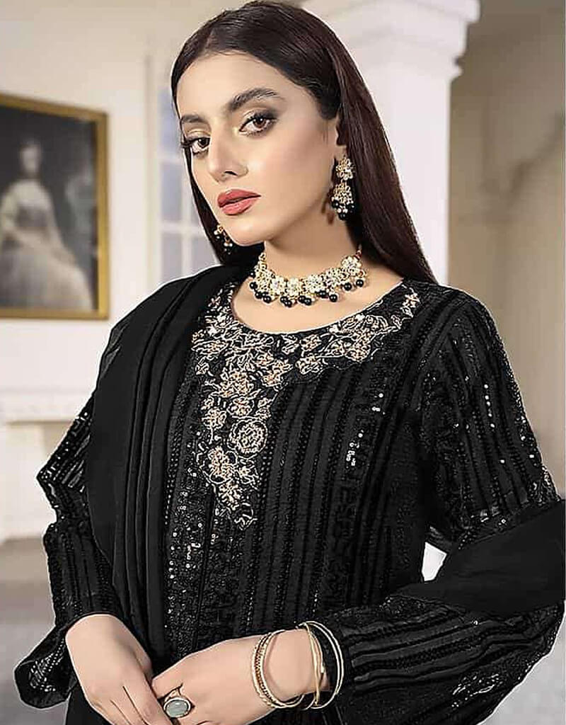 Elegant Black Faux Georgette Pant Suit for Women - Office Wear, Business Attire & Formal Occasions