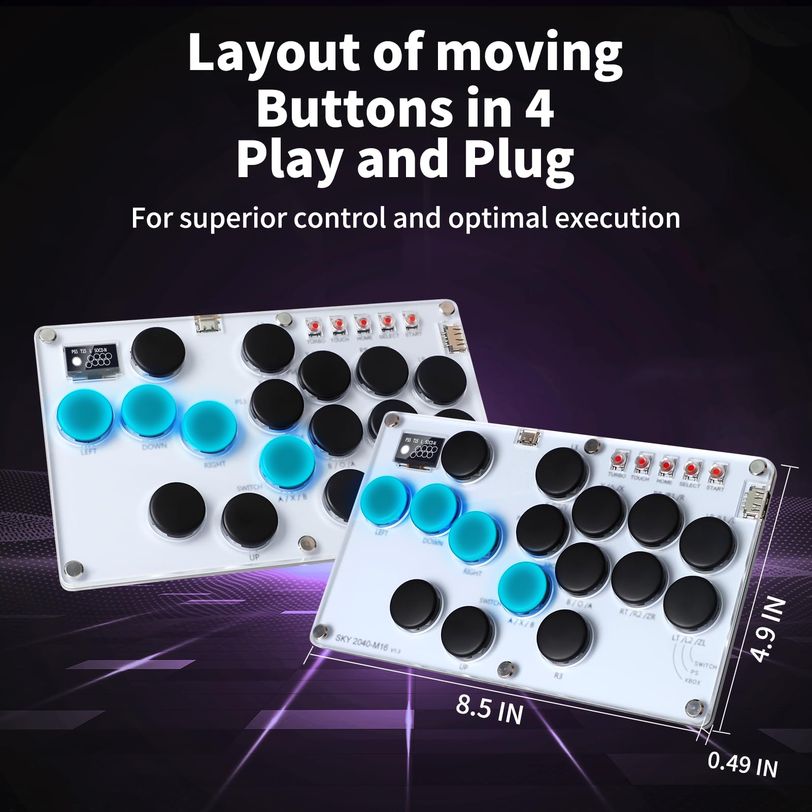 **M16 2024 Upgrade Arcade Stick - All-Button Leverless Fight Controller for Switch, PC, PS5, PS4, PS3 & Steam Deck | Turbo, RGB Lighting, Hot-Swap SOCD & DIY Keycaps | Perfect for Street Fighter, Tekken & Competitive Gaming**