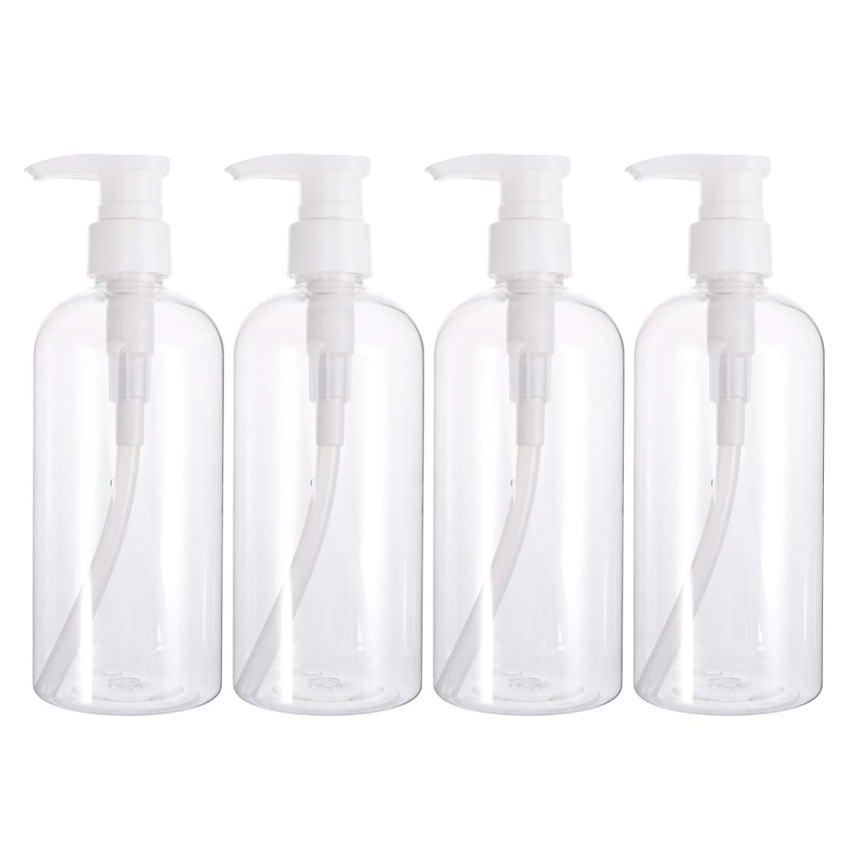 TOPBATHY 4-Pack Clear Empty Pump Bottles for Hand Soap, Lotion & Liquid Dispenser - Travel-Friendly Refillable Containers for Bathroom, Kitchen & Toiletries (White) | Perfect for Handwashing, Skincare & Travel Essentials