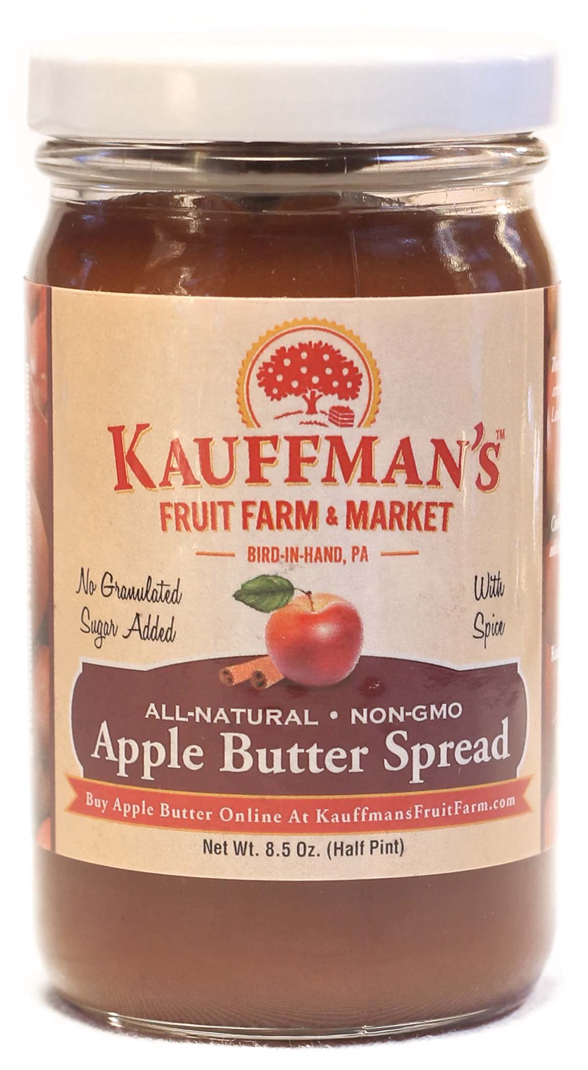 Kauffman's Fruit Farm Homemade Apple Butter Spread - No Sugar Added, 8.5 Oz (Pack of 12) | Gluten-Free, All-Natural Fruit Preserves for Toast, Pancakes & Baking