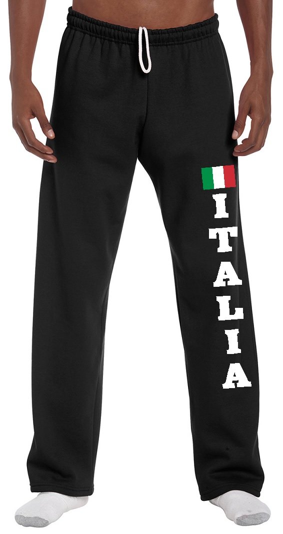 STUFF WITH ATTITUDE Italia Black Open Leg Sweatpants - Women's High Waist Lounge Pants for Yoga, Running & Casual Wear