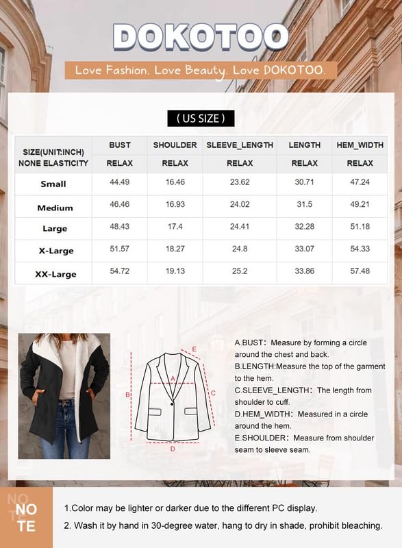 Dokotoo Women's Winter Fleece Jacket with Sherpa Lining - Warm Stand Collar Coat for Cold Weather | Outdoor Hiking, Snow Activities & Casual Winter Wear