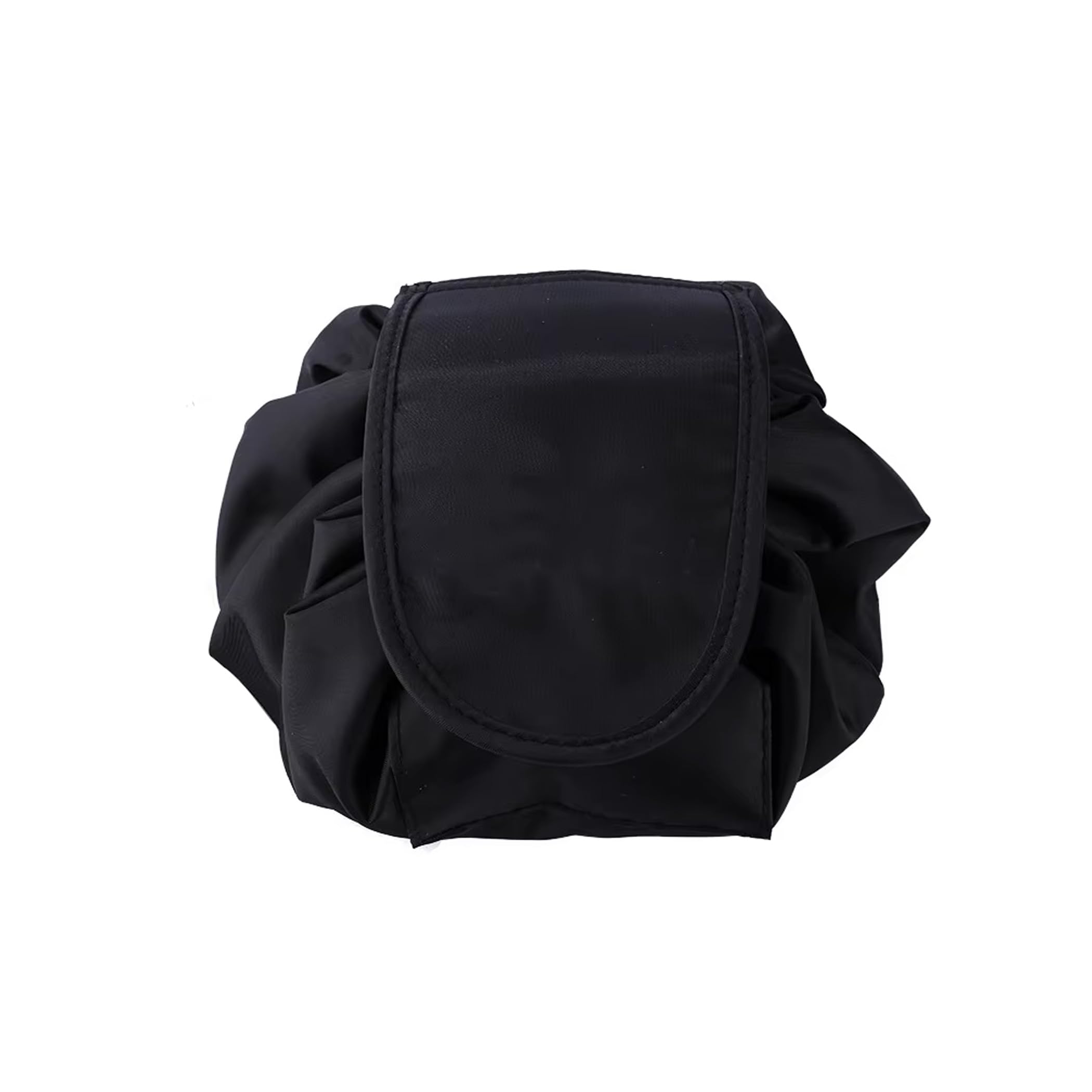 Brain Freezer Cosmetic Makeup Kit Organizer - Travel Toiletry Bag with Drawstring & Big Compartments | Makeup Brush Holder | Portable Vanity Storage Case (Black) | Perfect for Travel, Gym & Daily Makeup Organization