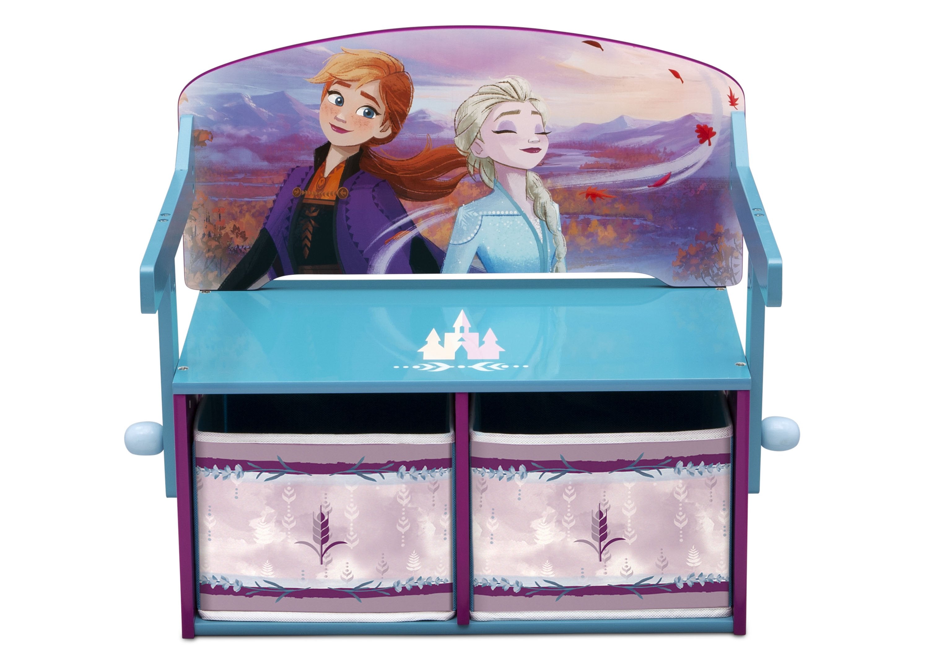 Frozen II Convertible Activity Bench for Kids - Multifunctional Toy Storage & Play Table - Perfect for Bedroom, Playroom & Nursery - Disney Frozen Themed Furniture