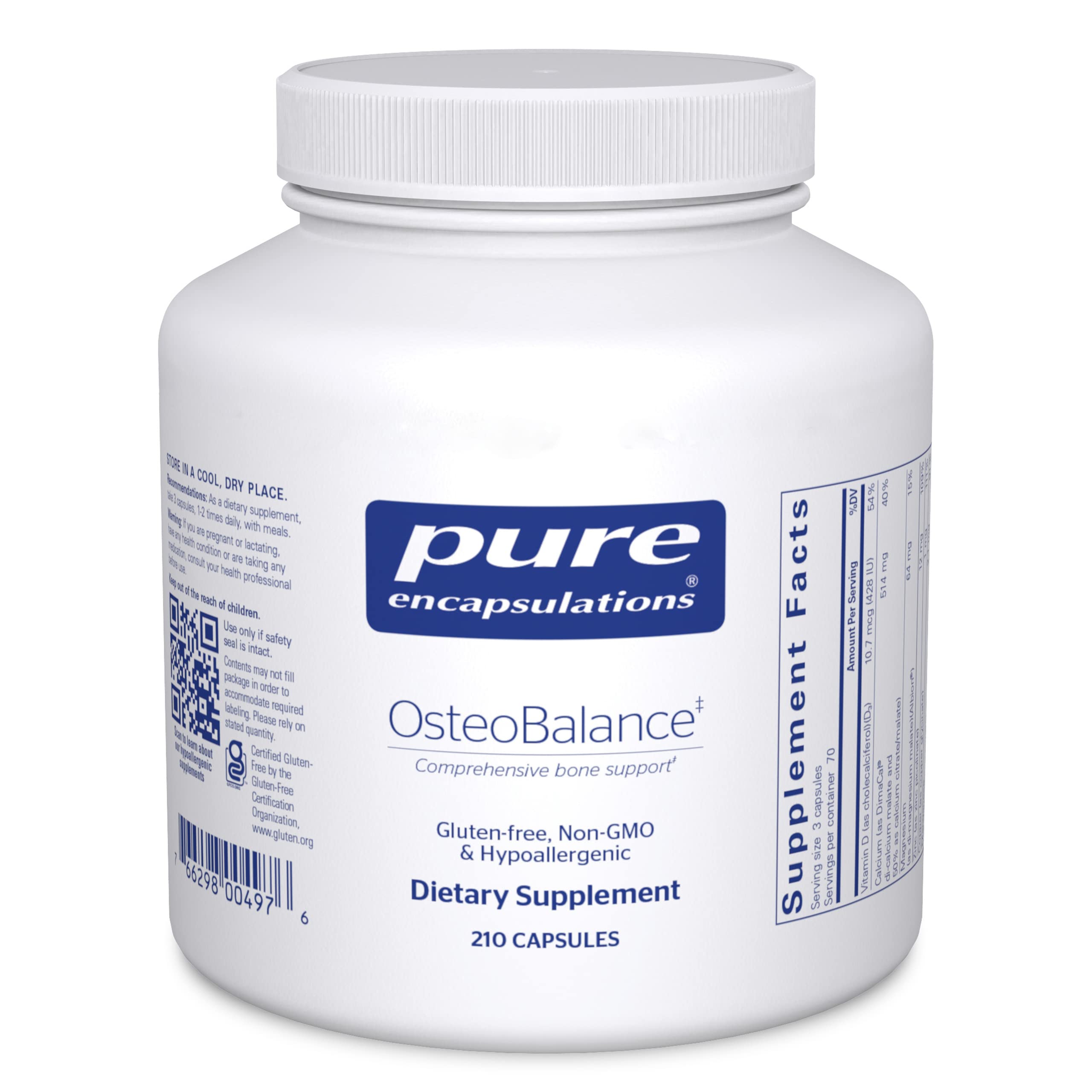 Pure Encapsulations OsteoBalance Hypoallergenic Bone Health Supplement - 210 Capsules for Calcium Absorption & Bone Mineralization Support | Ideal for Active Adults & Postmenopausal Women