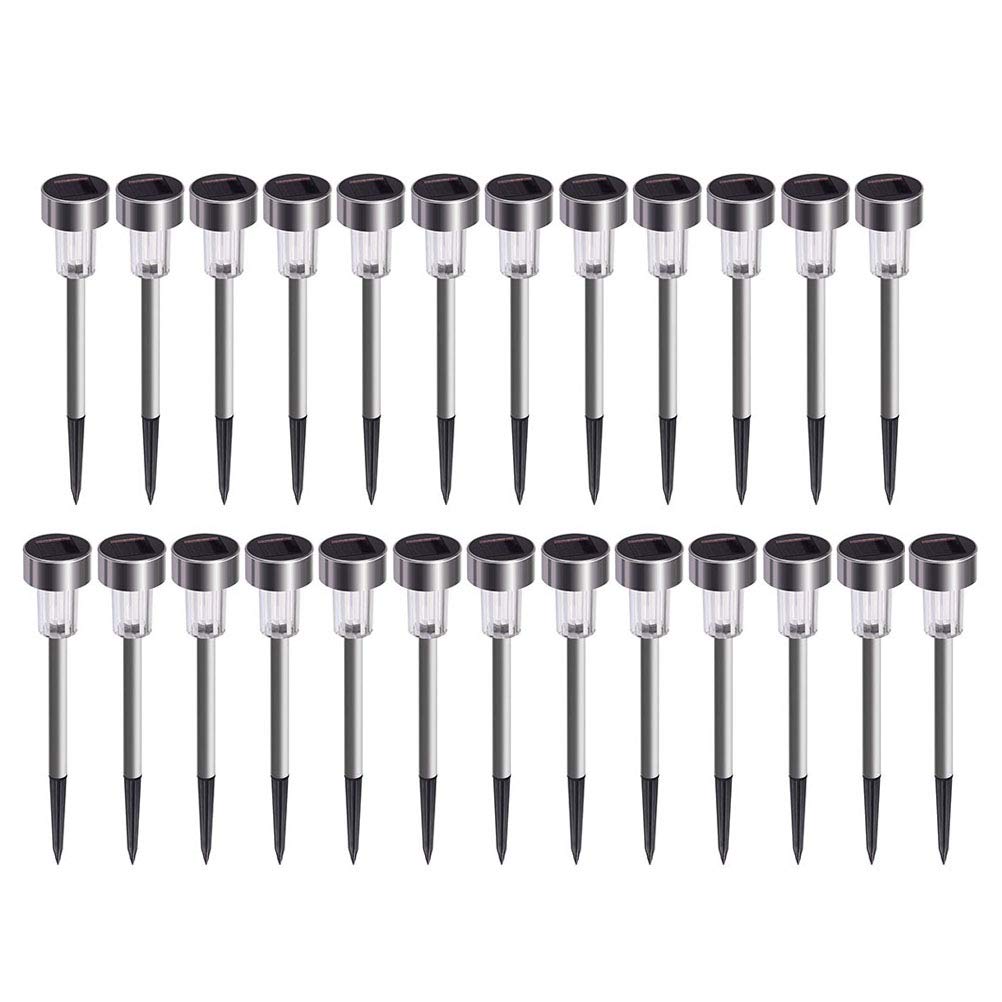 OSALADI 25PCS Mini Solar LED Lights - Waterproof Stainless Steel Garden Pathway Lights for Yard, Driveway & Landscape Decor (White Light) - Perfect for Outdoor Wedding, Patio, Walkway & Backyard Lighting