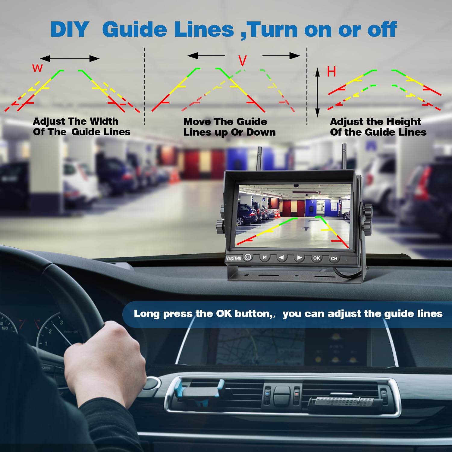 7 Inch Wireless RV Backup Camera HD 1080P with DVR - High-Speed Rear View Monitoring System for RV, Truck & Trailer - IP69 Waterproof, Night Vision, Stable Signal - Perfect for Parking, Reversing & Night Driving Safety