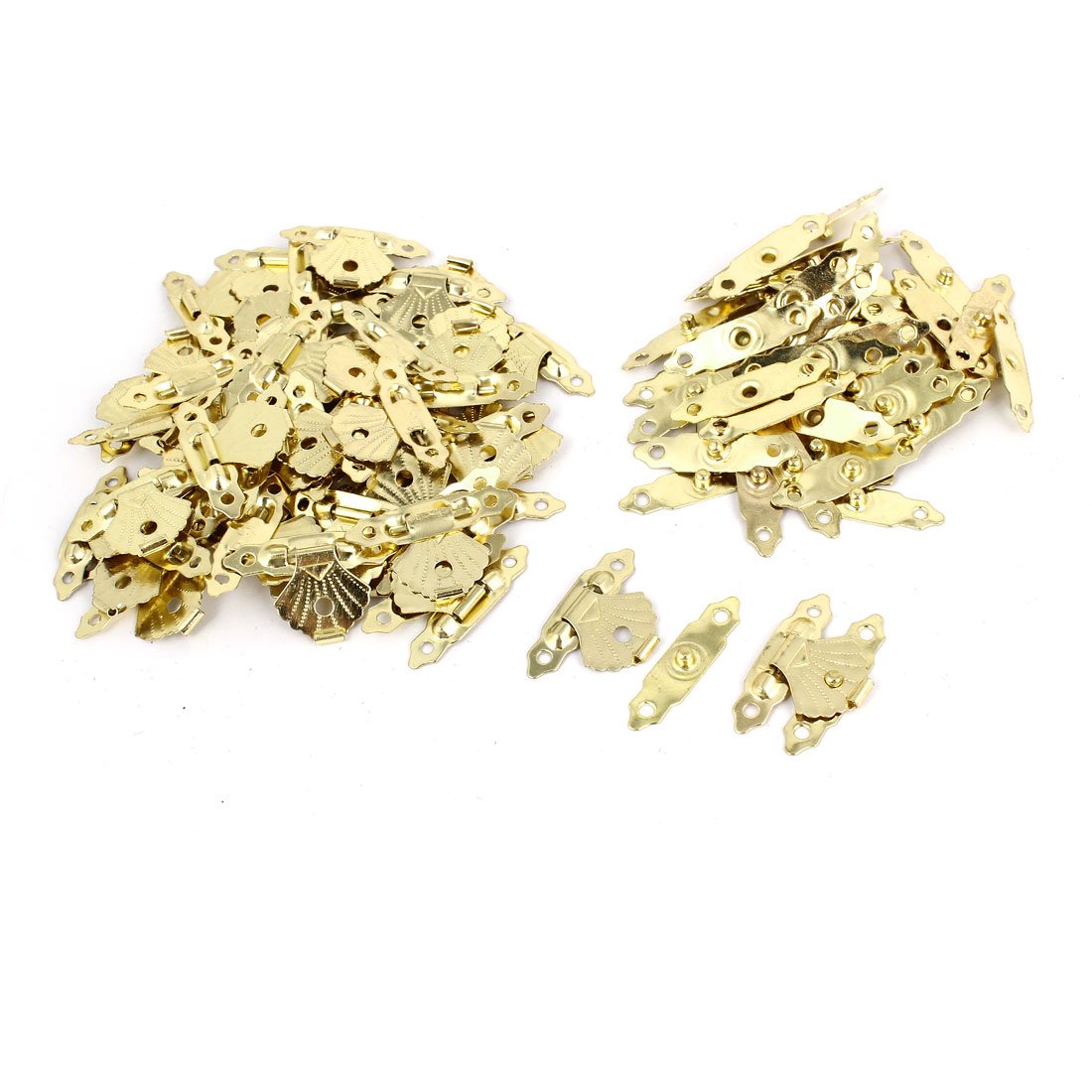 50 Pcs Metal Mini Flower Leaf Jewelry Case Box Lock Hasp Staple Set - Perfect for DIY Jewelry Making, Craft Projects & Home Organization (Gold/Silver)