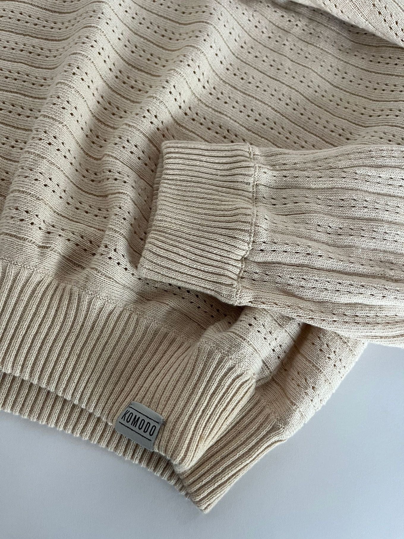 Organic Cotton Pointelle Knit Jumper for Women - Soft Cream Sweater | Casual Wear, Layering & Cozy Outfits