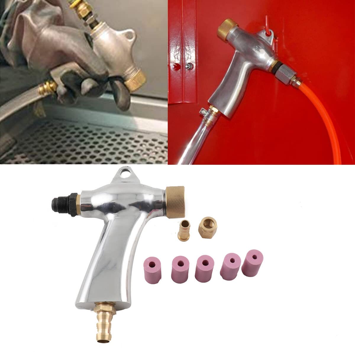 Air Sand Blaster Gun Kit with 5 Ceramic Nozzles - Professional Sandblasting Tool for Metal, Wood & Auto Restoration | Perfect for Sand Blasting Cabinets, Rust Removal & Surface Preparation