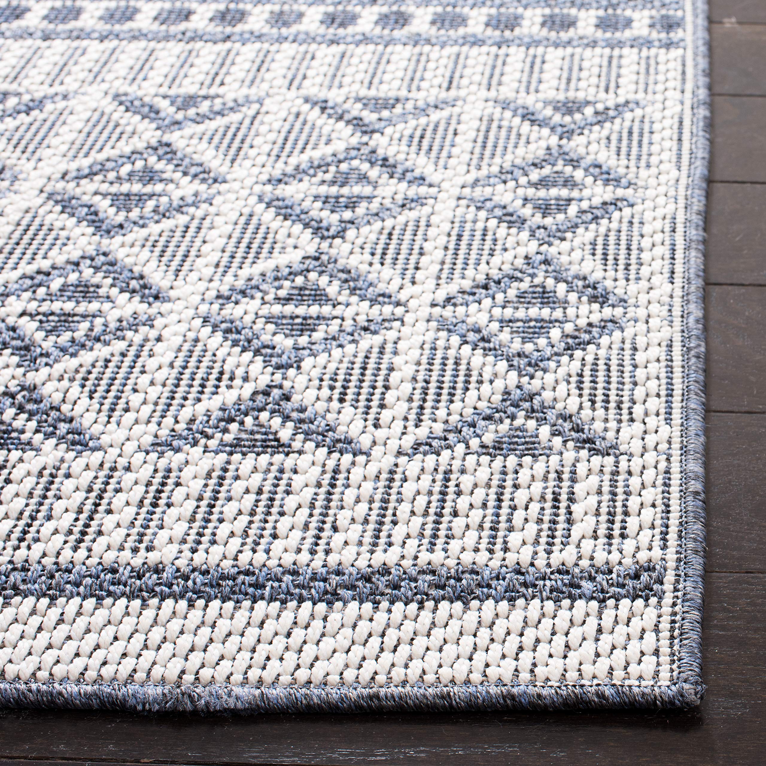 SAFAVIEH Bermuda Collection 8' x 10' Cream & Navy Indoor/Outdoor Area Rug - Non-Shedding, Machine Washable, Easy Care - Perfect for Living Room, Bedroom, Patio, Backyard & Mudroom (BMU818A)