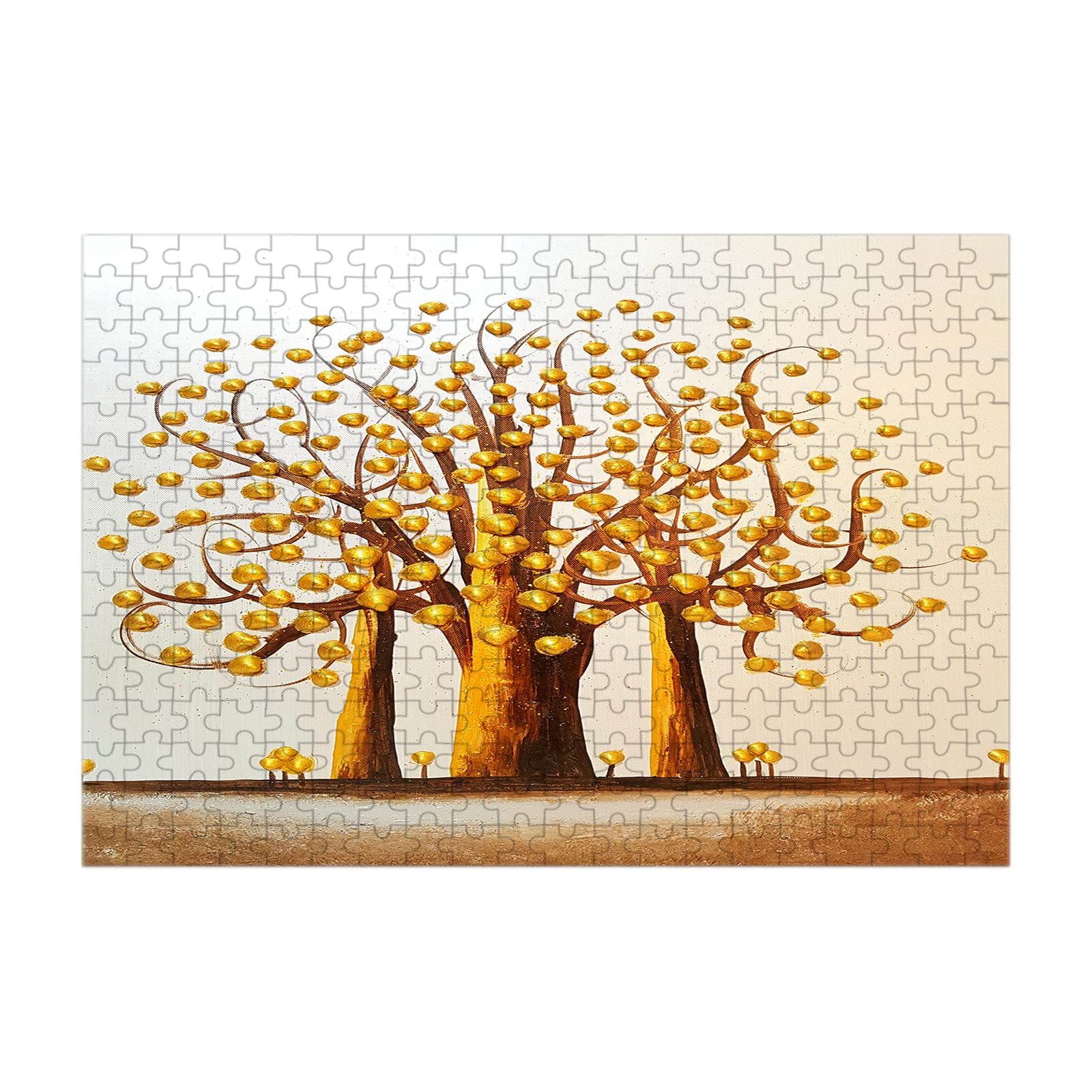 300-Piece Nicokee Wooden Jigsaw Puzzle - Retro Golden Clam Shells & Trees Design, Beautiful Light Effects, Fun & Stress Relief for Adults & Teens - Perfect for Family Game Nights, Office Decor & Gift Giving