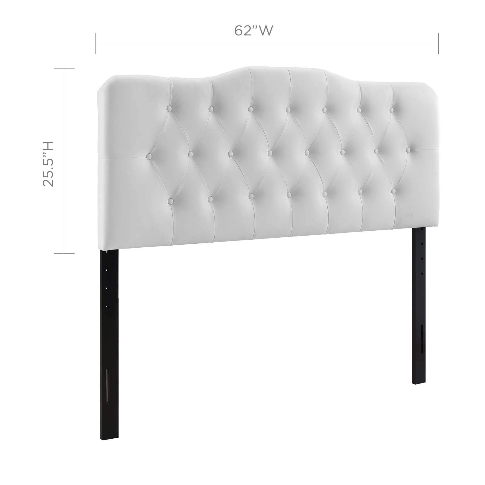 Modway Annabel Tufted Button Faux Leather Upholstered Queen Headboard in White - Elegant Bedroom Decor for Modern Homes & Master Suites