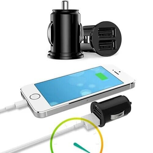 Fast Dual USB Car Charger Adapter 12V/24V - Quick Charge 3.0 Compatible with iPhone, Samsung & Android Phones - Perfect for Road Trips, Commuting & Emergency Charging in Vehicles