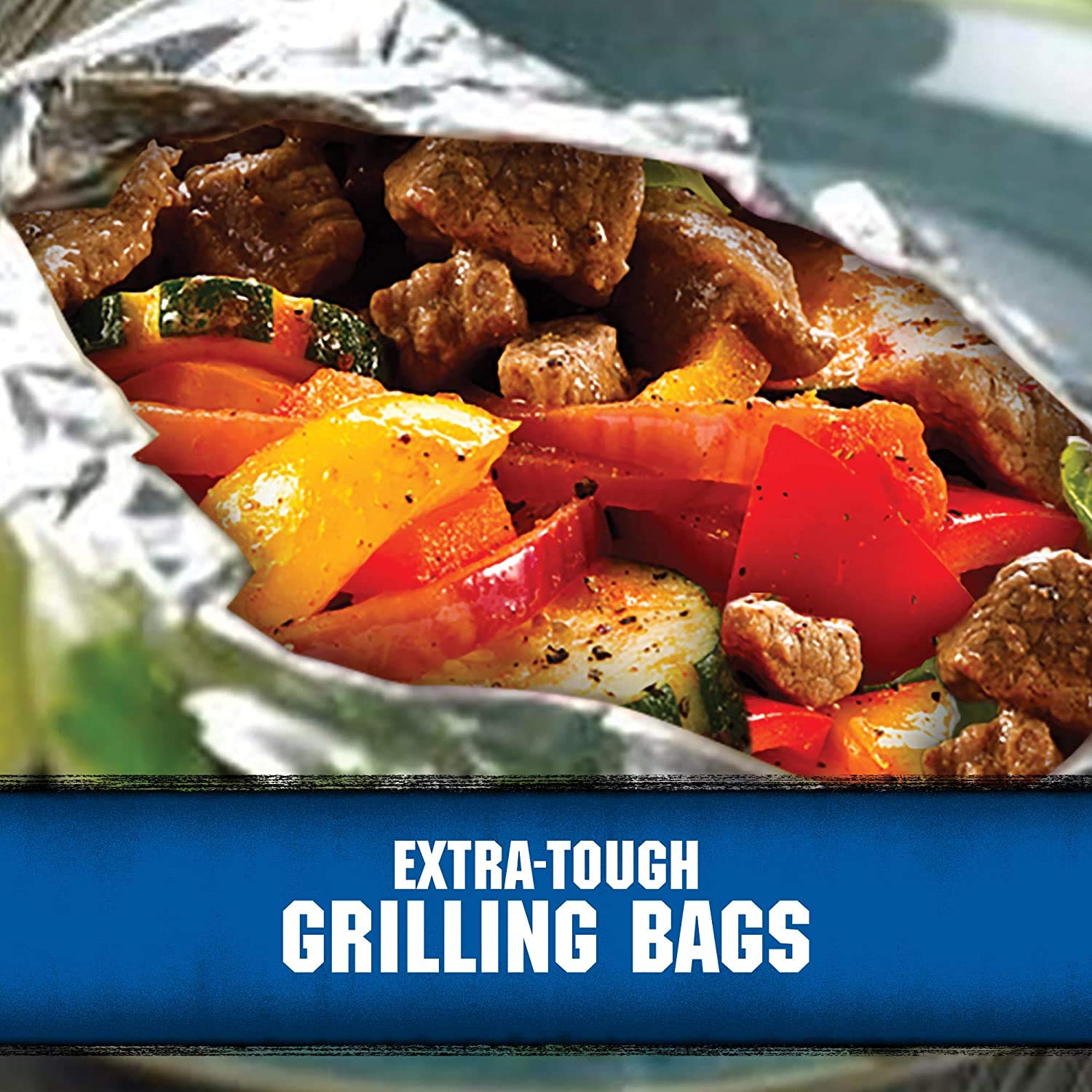Extra Tough Aluminum Grill Bags - Lock in Flavors & Easy Cleanup - Recyclable Disposable 15.5x10 Inch (4 Pack) - Perfect for BBQ, Camping & Outdoor Cooking - Silver