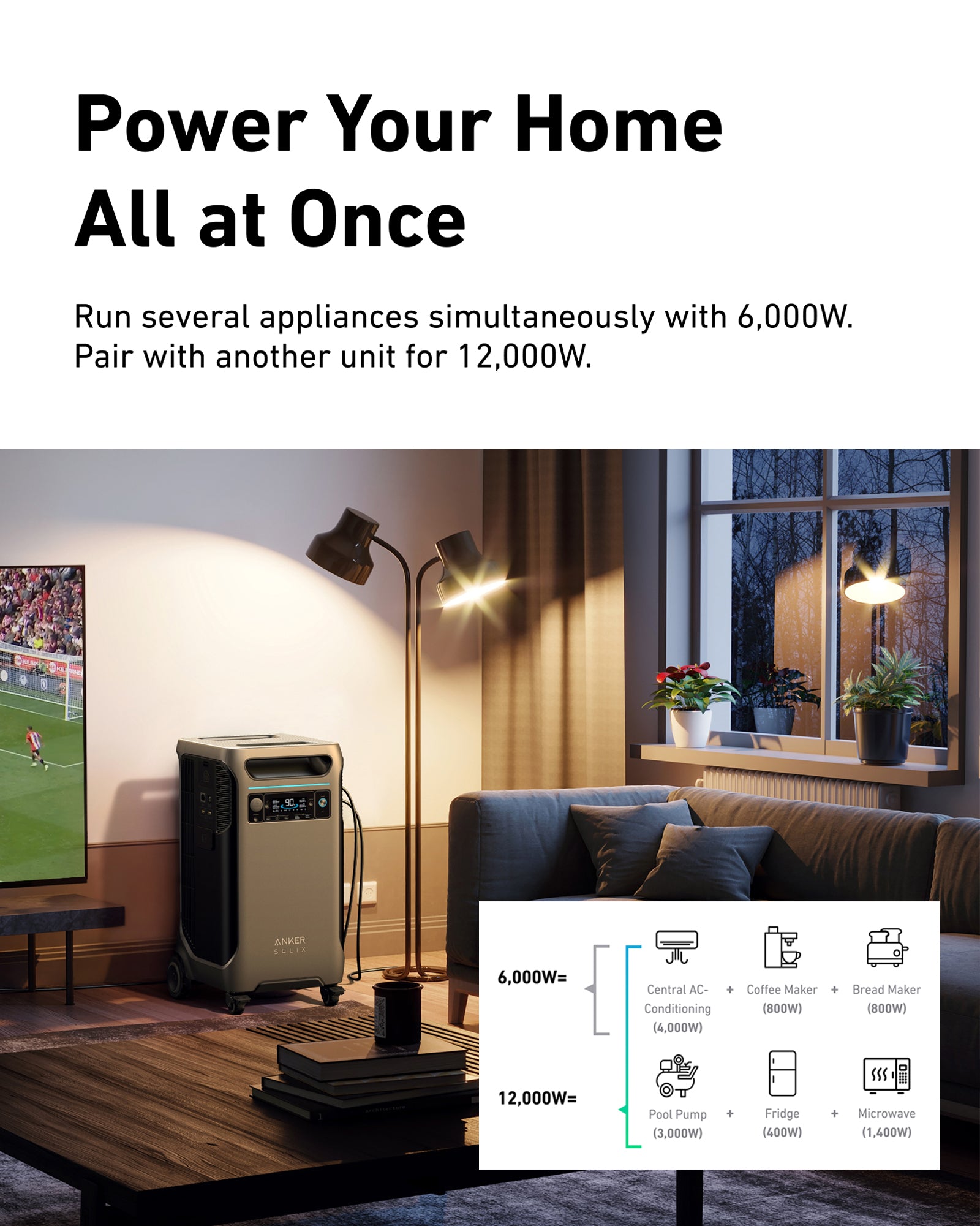 Anker SOLIX F3800 Portable Power Station 3840Wh 6000W - Solar Generator for Home Backup, Camping, RV & Emergency Power Supply | Fast Charging & Quiet Operation