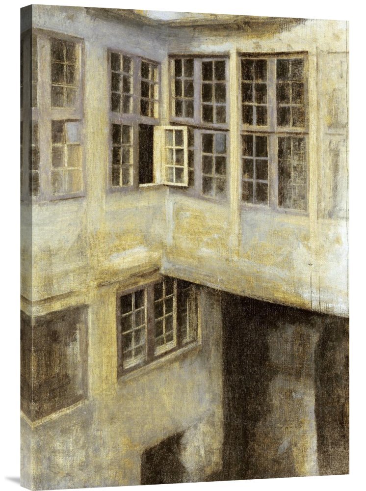 Vilhelm Hammershoi The Courtyard at 30 Strandgade - Premium Gallery Wrapped Canvas Art Print - Scandinavian Home Decor for Living Room, Bedroom & Office