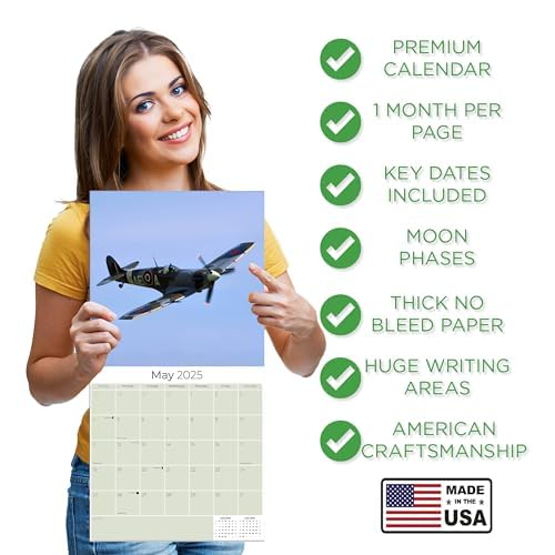 2024-2025 Spitfires Airplane Wall Calendar - 12
