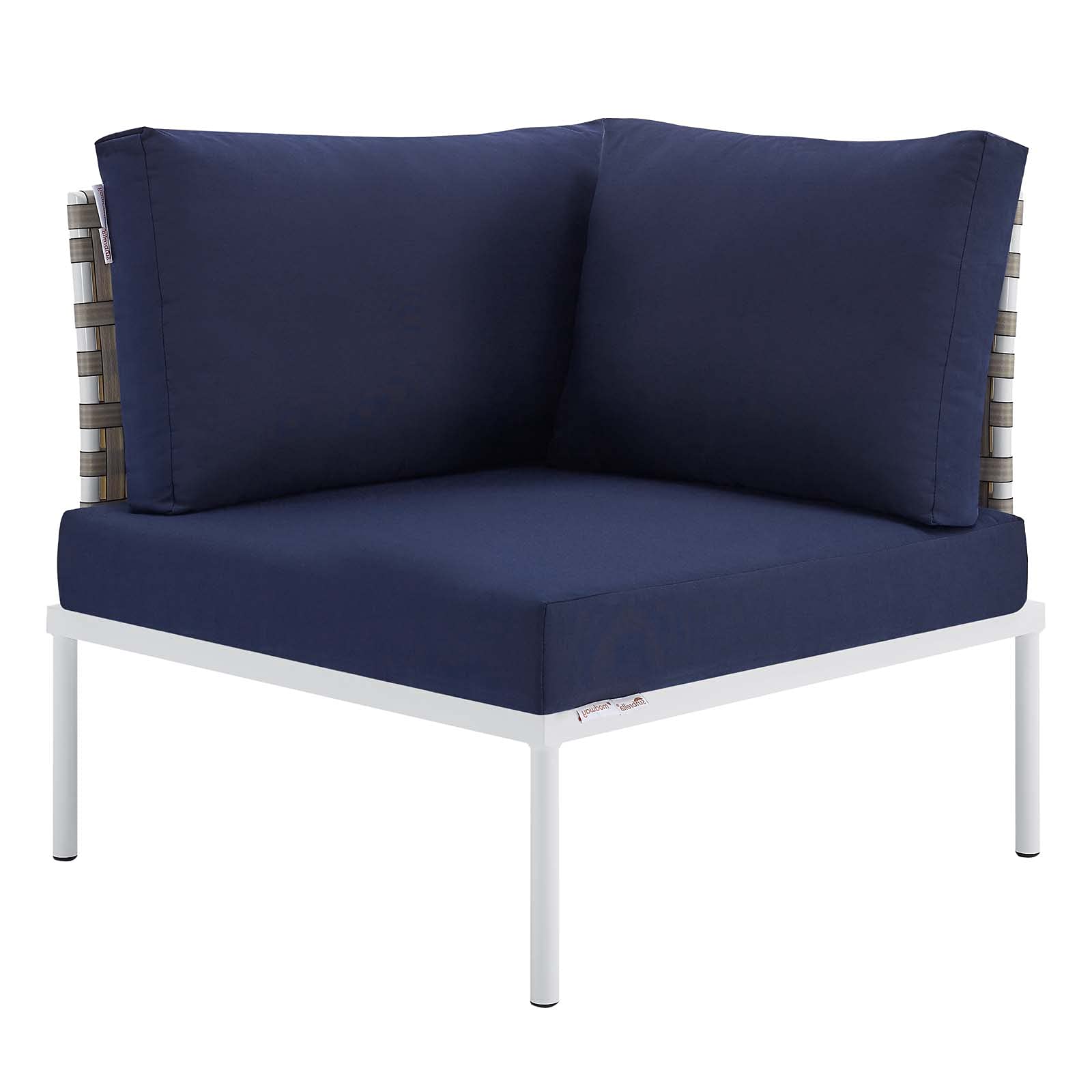 Modern Navy Blue Aluminum Sofa Corner Chair - Durable Metal Outdoor Patio Furniture for Balcony, Cafe & Bistro - Perfect for Relaxing, Lounging & Entertaining Guests