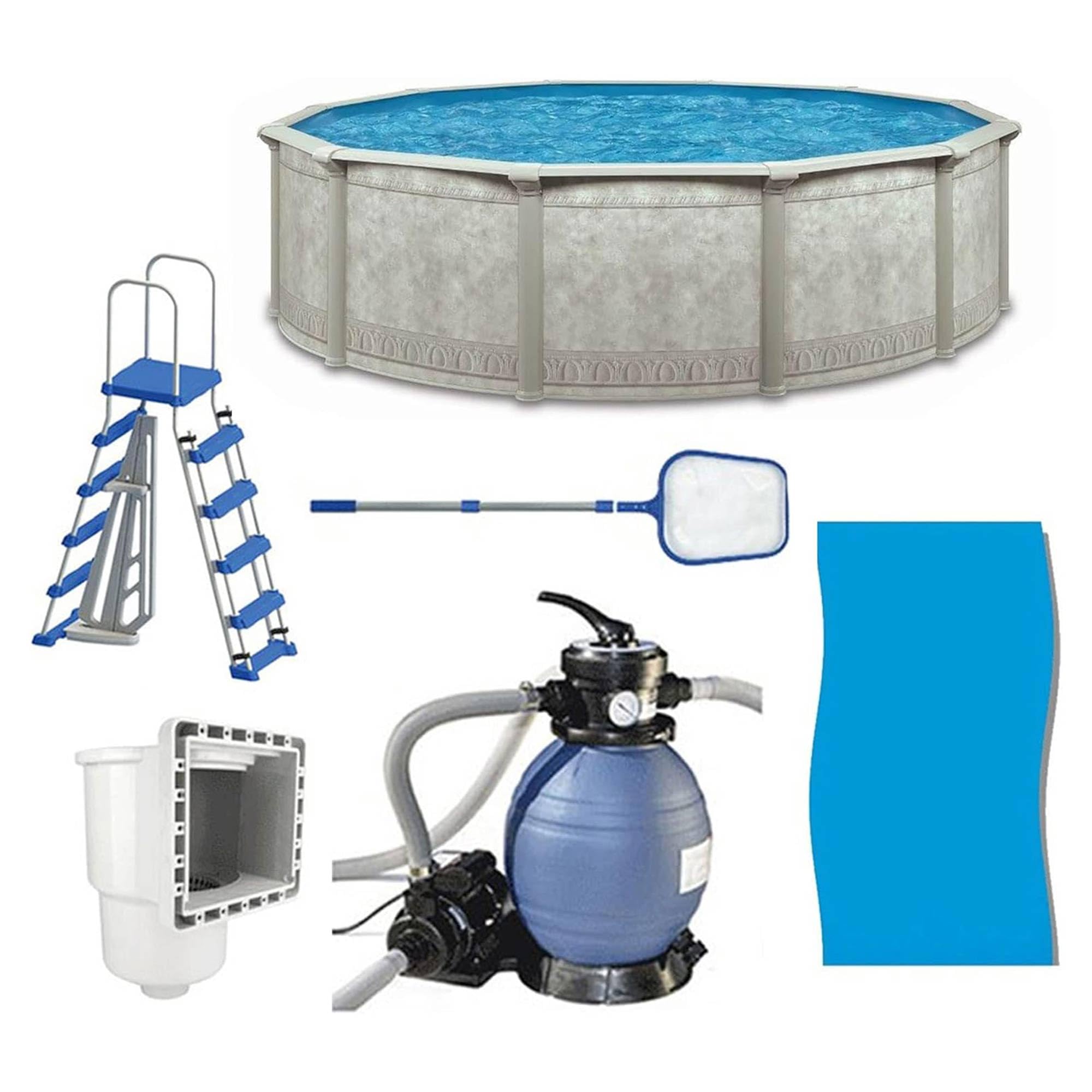 15' Aquarian Steel-Frame Above Ground Pool Kit with Pump & Leaf Skimmer - Venetian Style | Perfect for Backyard Swimming, Family Fun & Summer Relaxation