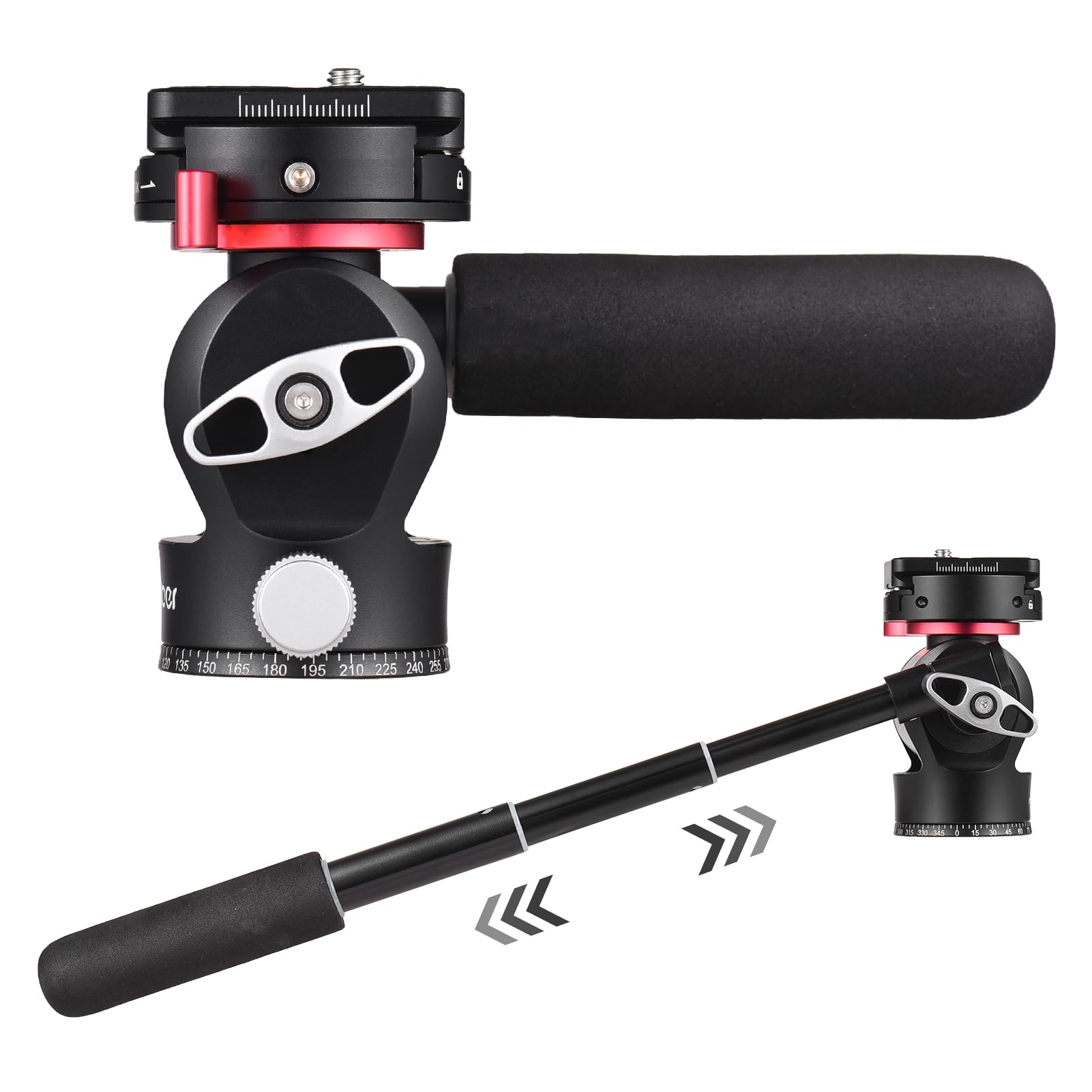 Andoer Professional Aluminum Alloy Fluid Video Tripod Head with Quick Release Plate - Smooth Pan & Tilt Motion for DSLR Cameras, Camcorders, Telescopes (10kg/22lbs Load Capacity) - Perfect for Vlogging, Live Streaming, and Outdoor Photography