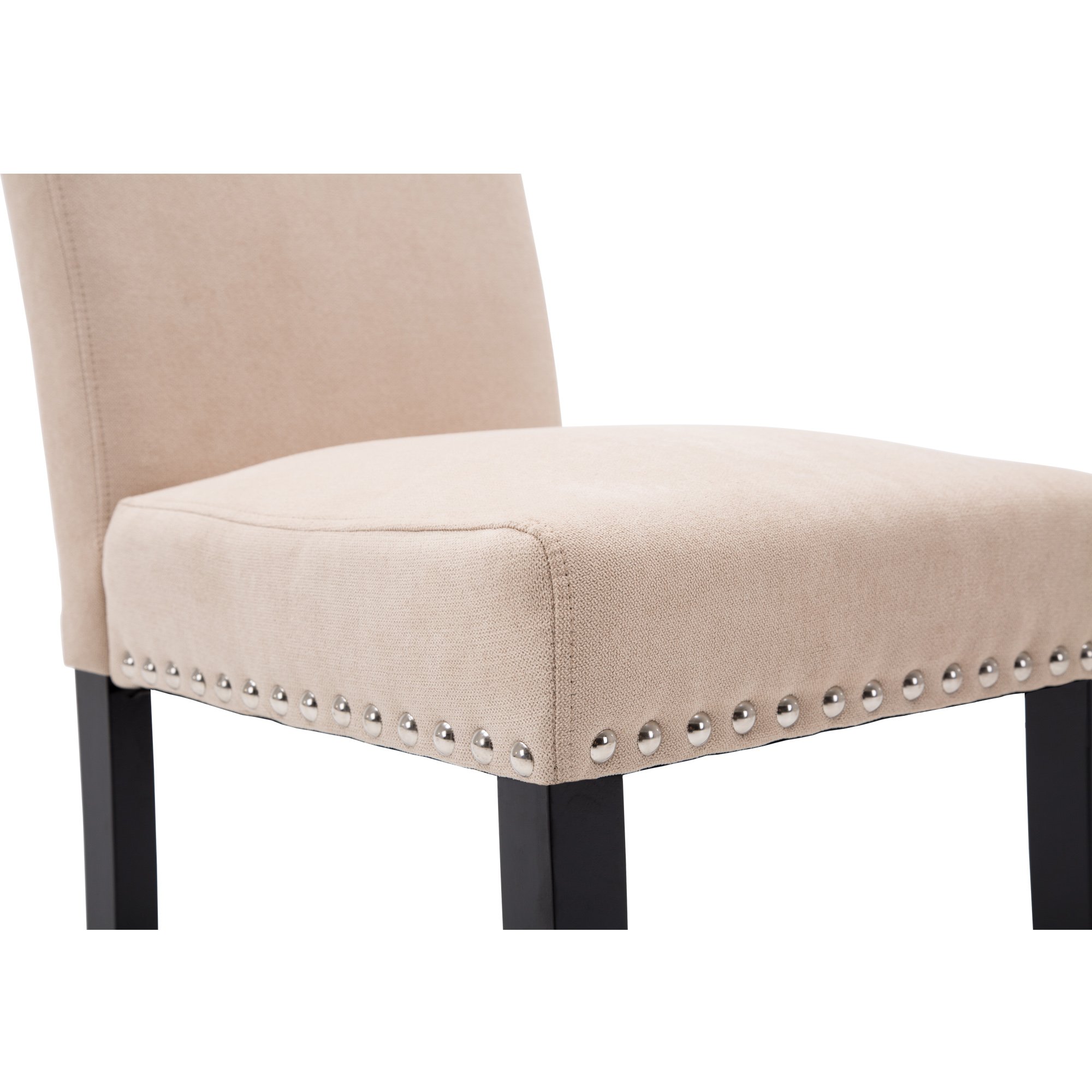 NOBPEINT 4-Piece Upholstered Fabric Dining Chairs Set with Copper Nails - Beige Modern Kitchen Chairs for Dining Room, Restaurant, and Home Decor