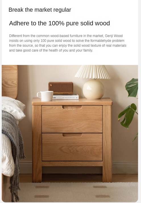 Solid Oak Wood Nightstand with Drawer - Rustic Bedside Table for Bedroom, Living Room & Office - Durable & Stylish Furniture for Home Decor