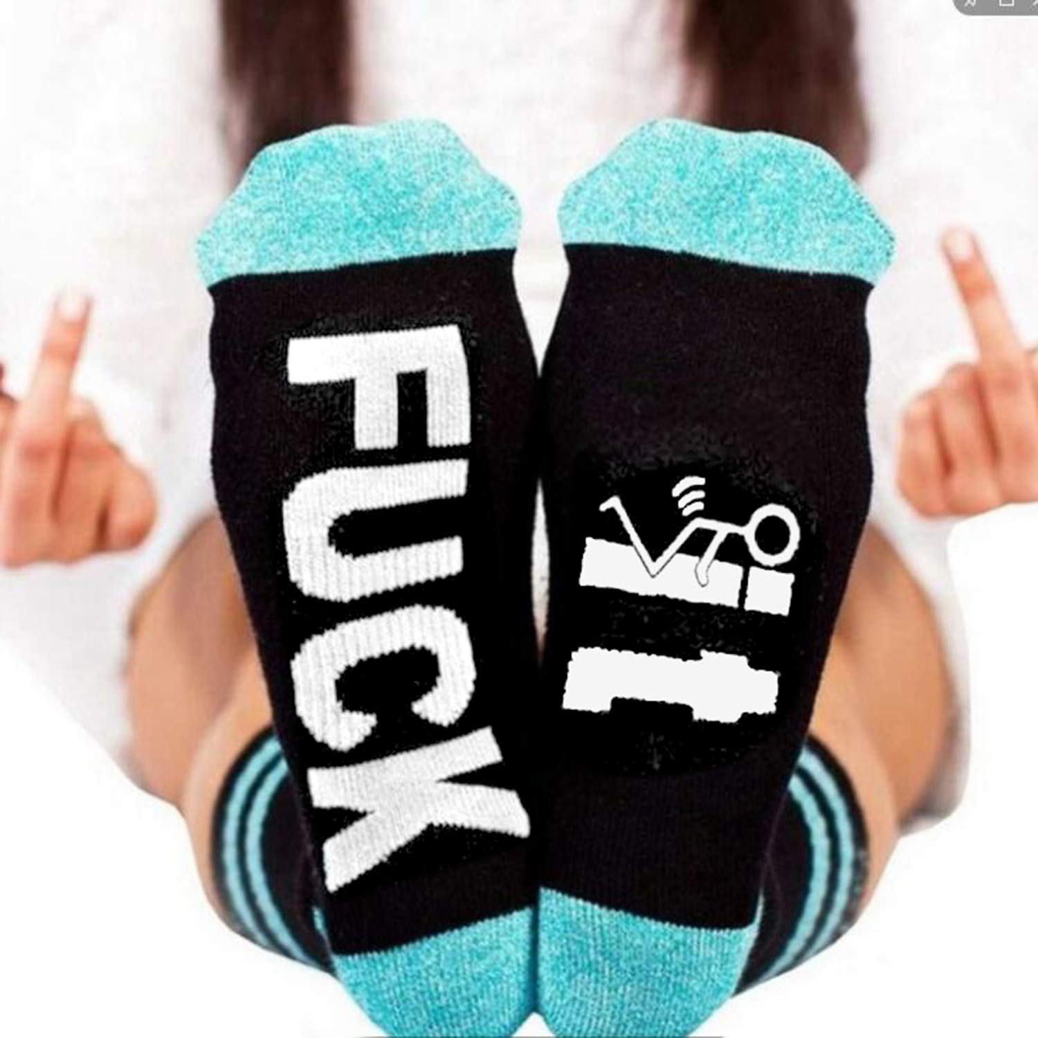 TSWRK 3 Pairs Funny Sarcastic Crew Socks with Embroidery - Ribbed Knit Cotton Socks for Men & Women - Perfect for Gifts, Casual Wear, and Expressing Attitude