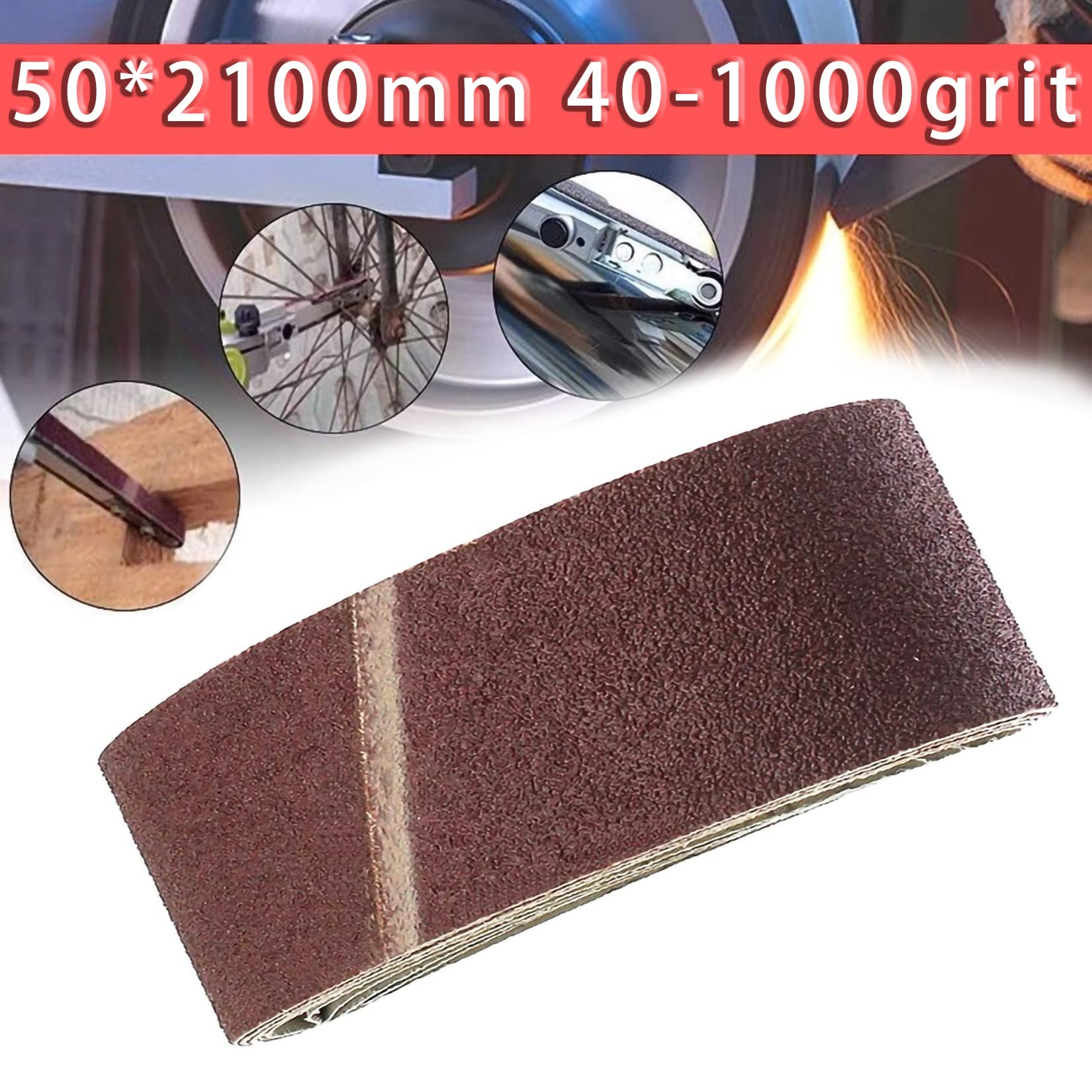 10-Pack Aluminum Oxide Sanding Belts 2 x 72 Inch - 50 x 1800MM Assorted Grits for Belt Sander - Woodworking, Metal Polishing & DIY Projects - Durable Abrasive Grinder Belts for Smooth Finishing