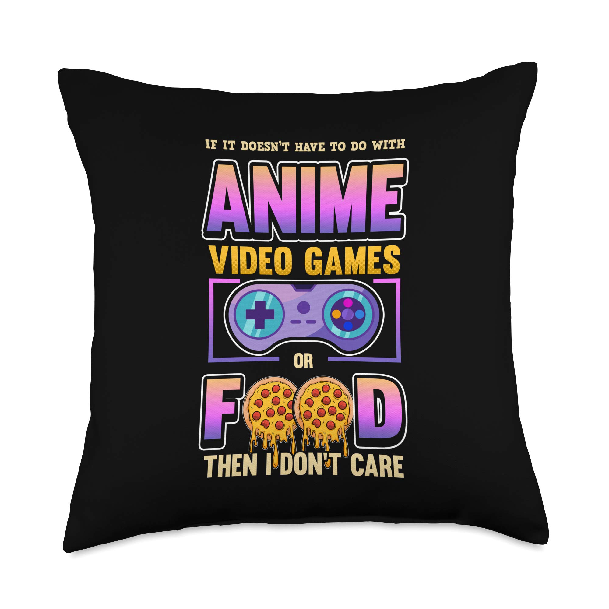 Anime Video Games & Food Themed Throw Pillow - Soft Decorative Cushion for Anime Fans, Gamers & Food Lovers - Perfect for Bedroom, Living Room & Gaming Setup