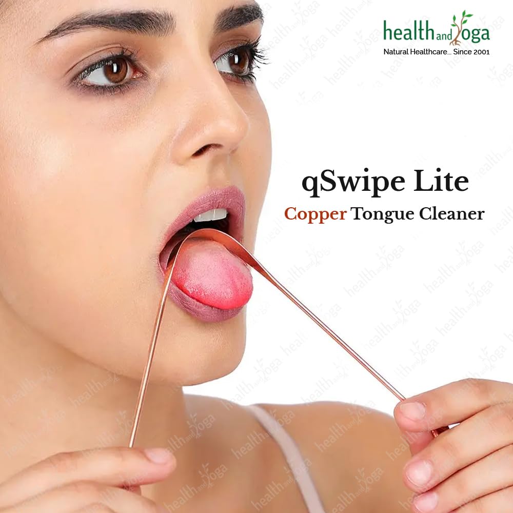 HealthAndYoga™ SteloSwipe Tongue Cleaner Scraper - Surgical Grade Stainless Steel & Copper Tongue Cleaner Set - Perfect for Oral Hygiene & Fresh Breath - Ideal for Daily Use, Travel, and Gifts