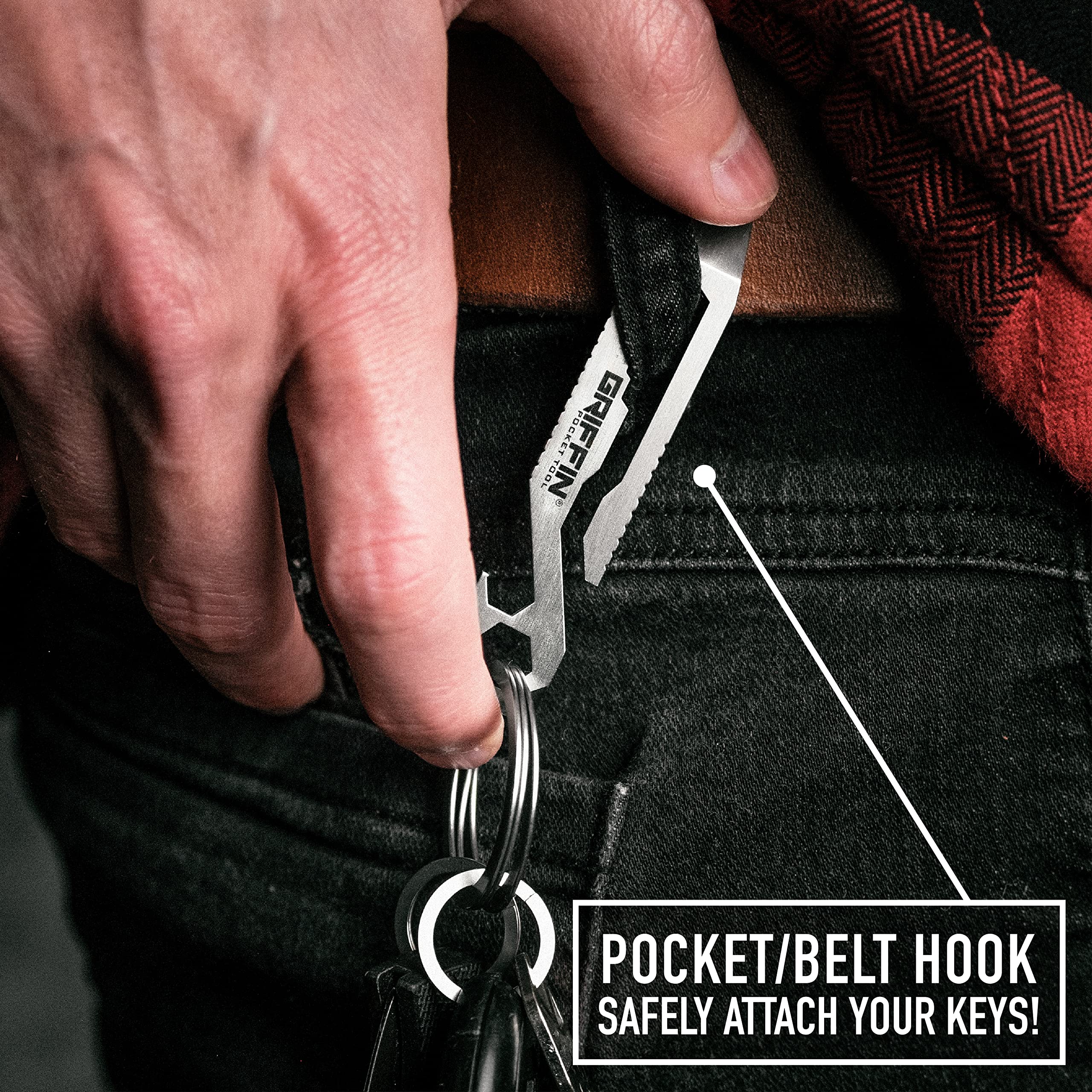Original Griffin Pocket Tool - Compact Multi-Tool for Everyday Carry (EDC), Outdoor Adventures, and Emergency Situations | Durable Stainless Steel Design for Camping, Hiking, and Survival Gear