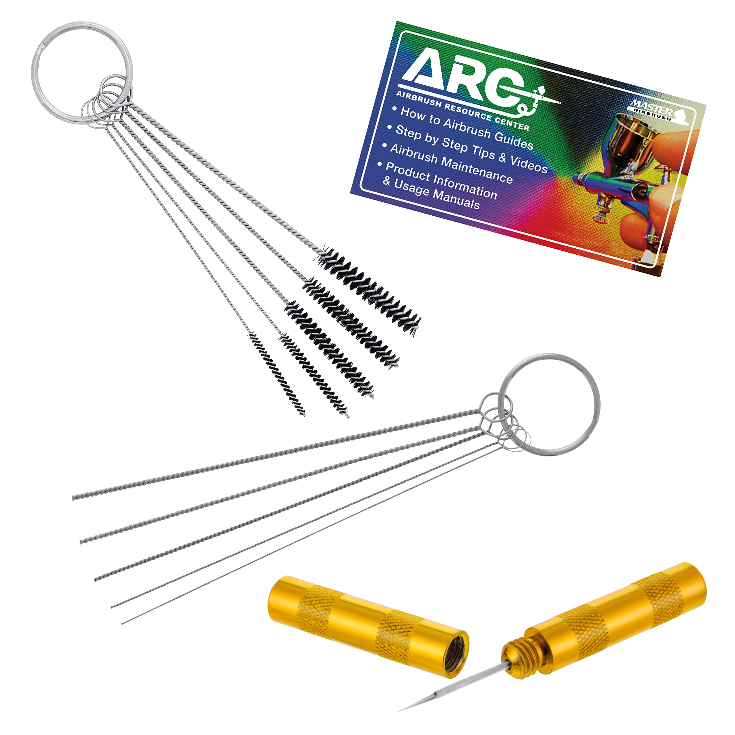 Master Airbrush 12-Piece Cleaning Kit with 5 Needles, 5 Brushes & 1 Wash Needle - Professional Airbrush Maintenance Tool for Artists, Hobbyists & DIY Projects