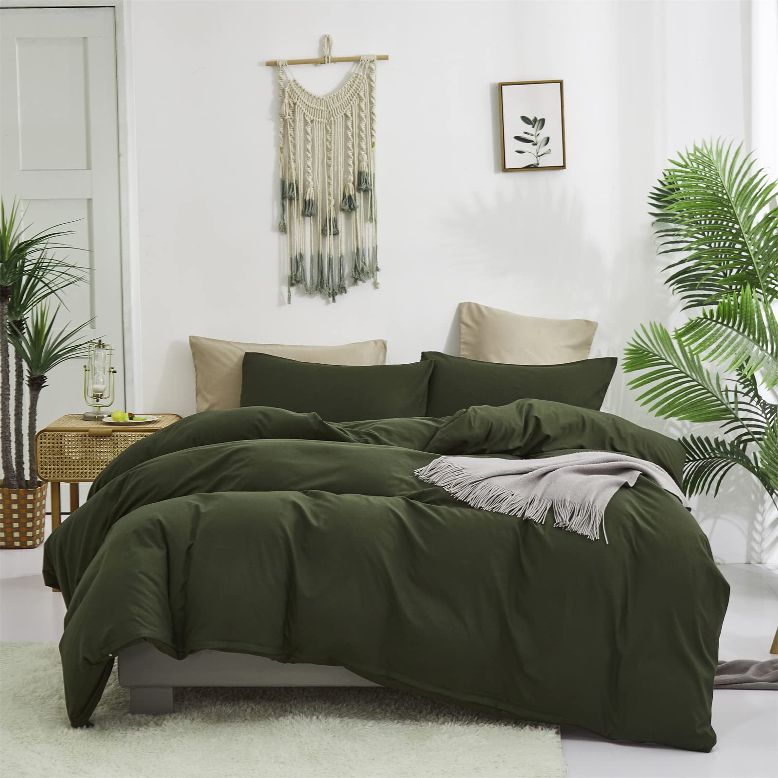 Luxlovery Army Green Comforter Set California King Size - Dark Green Olive Bedding Set, Soft Breathable Quilt for Men & Women - Perfect for Master Bedroom, Guest Room, and Cozy Winter Nights