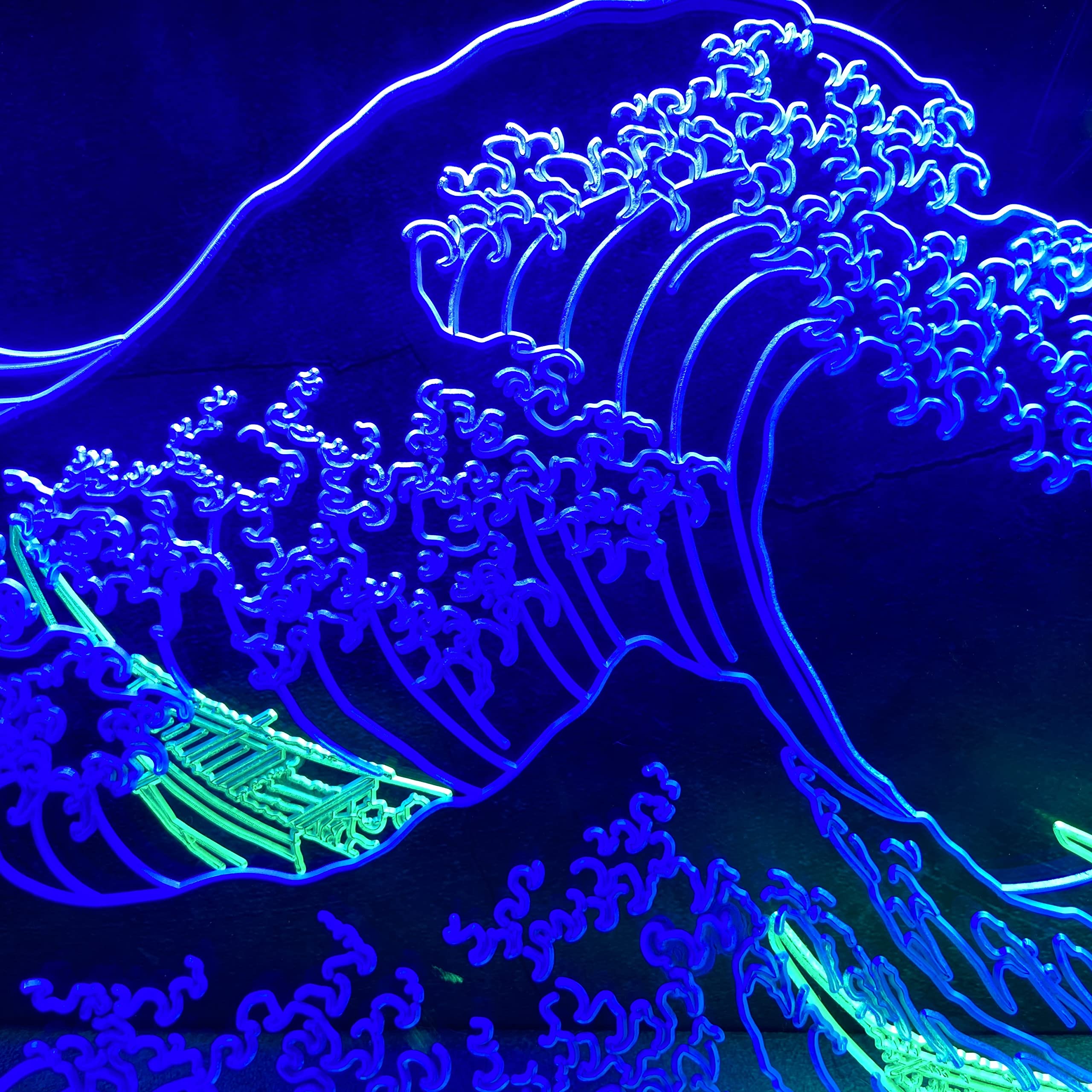 The Great Wave Off Kanagawa LED Neon Sign - Japanese Hokusai Artwork Wall Decor, Blue & Green Ukiyoe Neon Light for Bedroom, Living Room, Bar (8x12 Inches) - Perfect for Anime Lovers & Japanese Culture Enthusiasts
