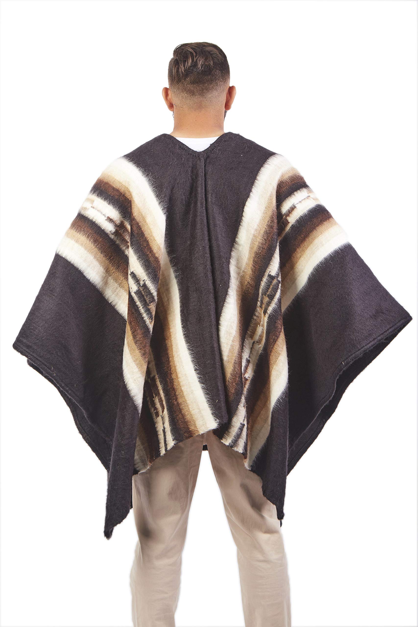 Premium Alpaca Poncho for Men - Soft & Warm Alpaca Wool Hooded Cloak - Mexican Style Poncho for Outdoor Activities, Camping & Winter Wear