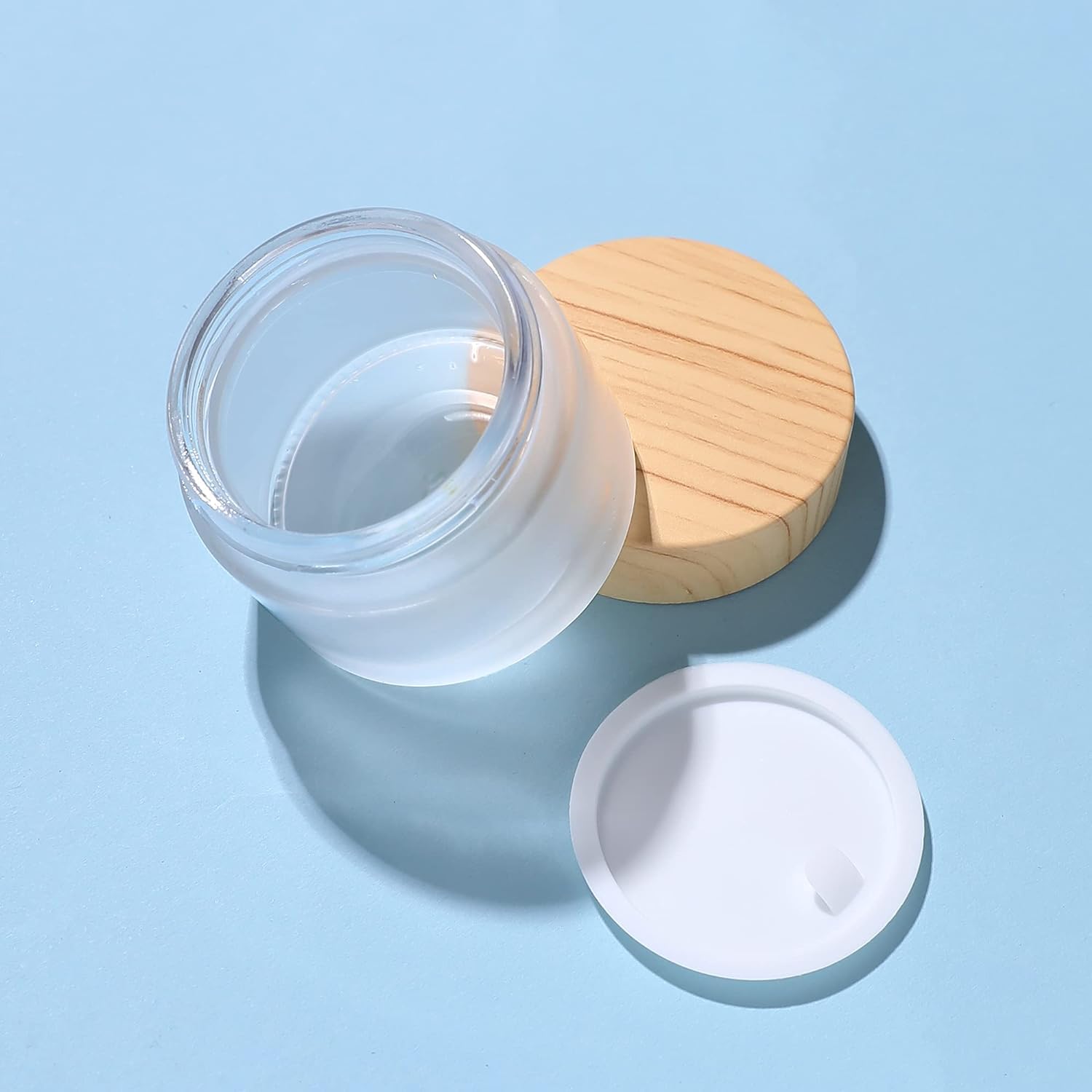 5Pcs 15ml Refillable Glass Cosmetic Jars with Lids - Small Empty Travel Containers for Lotion, Cream, Ointment & Samples | Perfect for DIY Skincare, Makeup Storage & Travel Toiletries