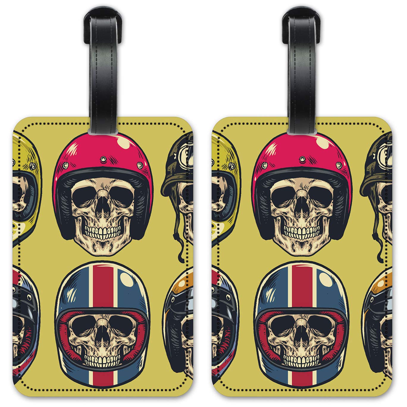 Premium Motorcycle Helmets & Luggage ID Tags Set of 2 - Durable Suitcase Identification Cards for Travel Security - Perfect for Motorcycle Riders & Frequent Flyers