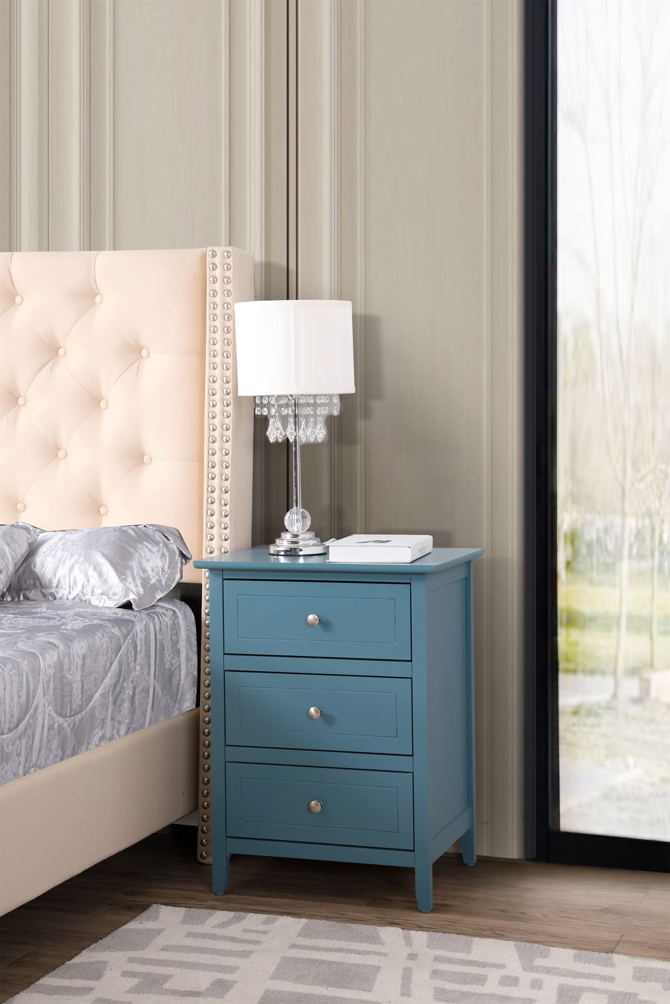 Daniel 3-Drawer Teal Nightstand - 25
