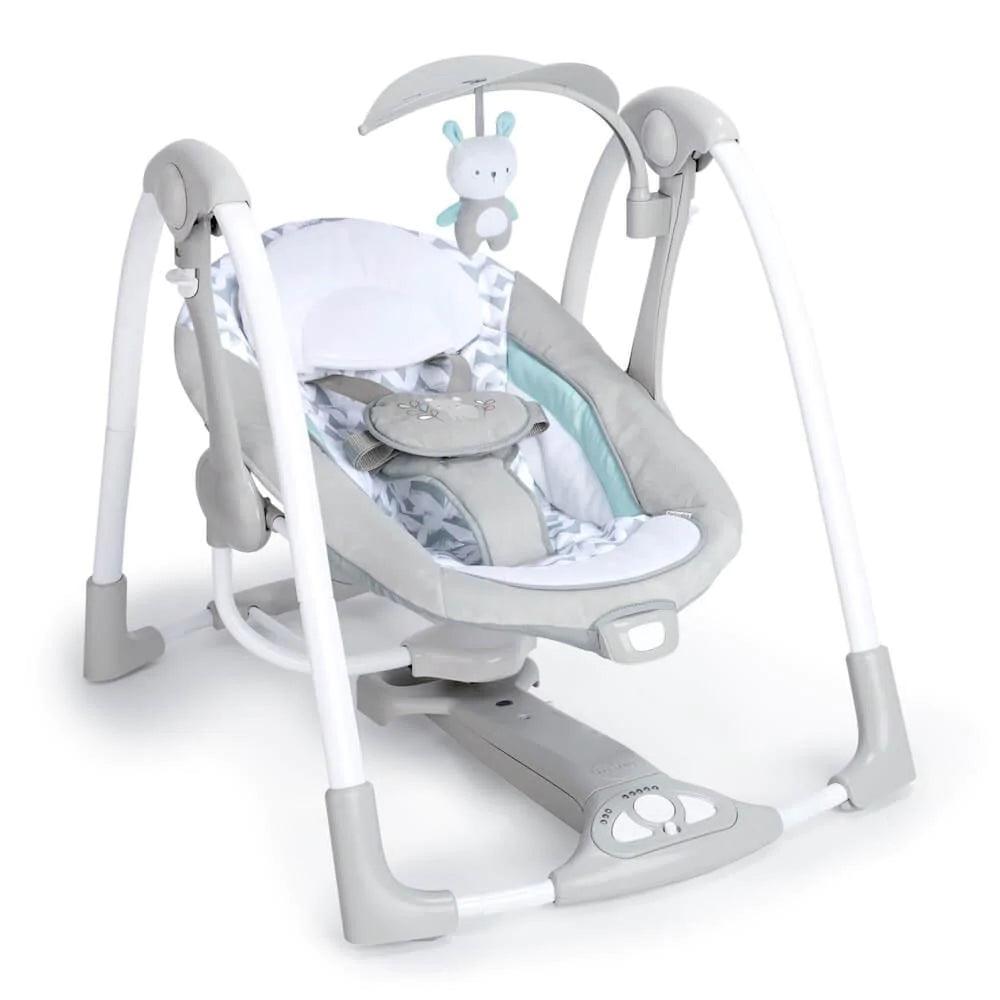 Bright Starts ConvertMe Swing to Seat - 2-in-1 Baby Swing & Bouncer | Portable Infant Rocker with Adjustable Speeds & Soothing Music | Perfect for Nursery, Living Room & Travel (Raylan One Size)