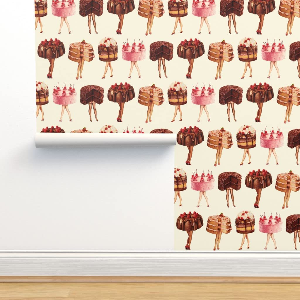 Removable Wallpaper 12ft x 2ft - Vintage Baking & Bakery Theme Custom Pre-Pasted Wallpaper - Perfect for Kitchen Decor, Coffee Shops & Cake Business Branding