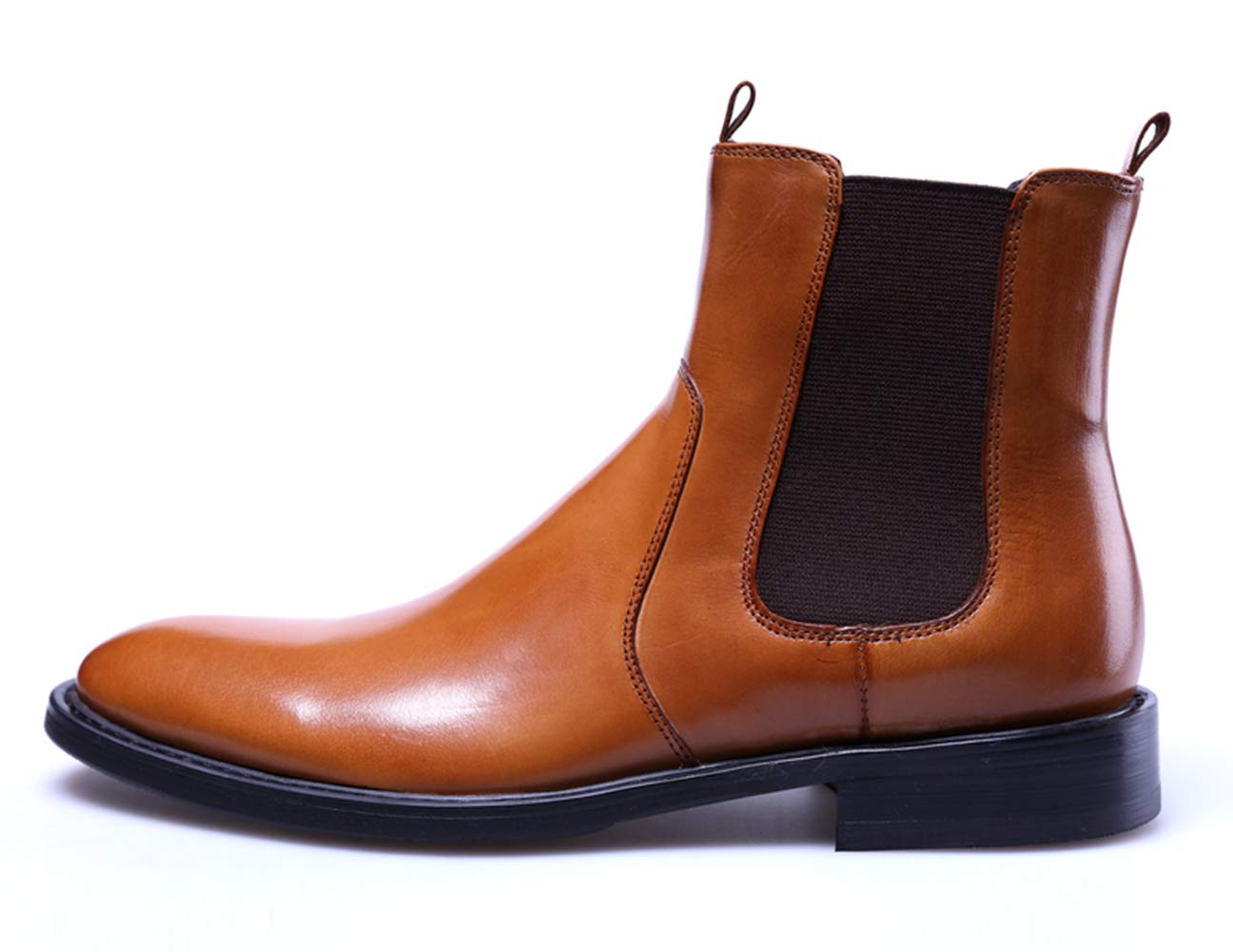 Santimon Men's Chelsea Ankle Boots - Suede Leather Casual Shoes for Men in Black & Tan | Comfortable Slip-On Booties for Work, Date Night & Everyday Wear