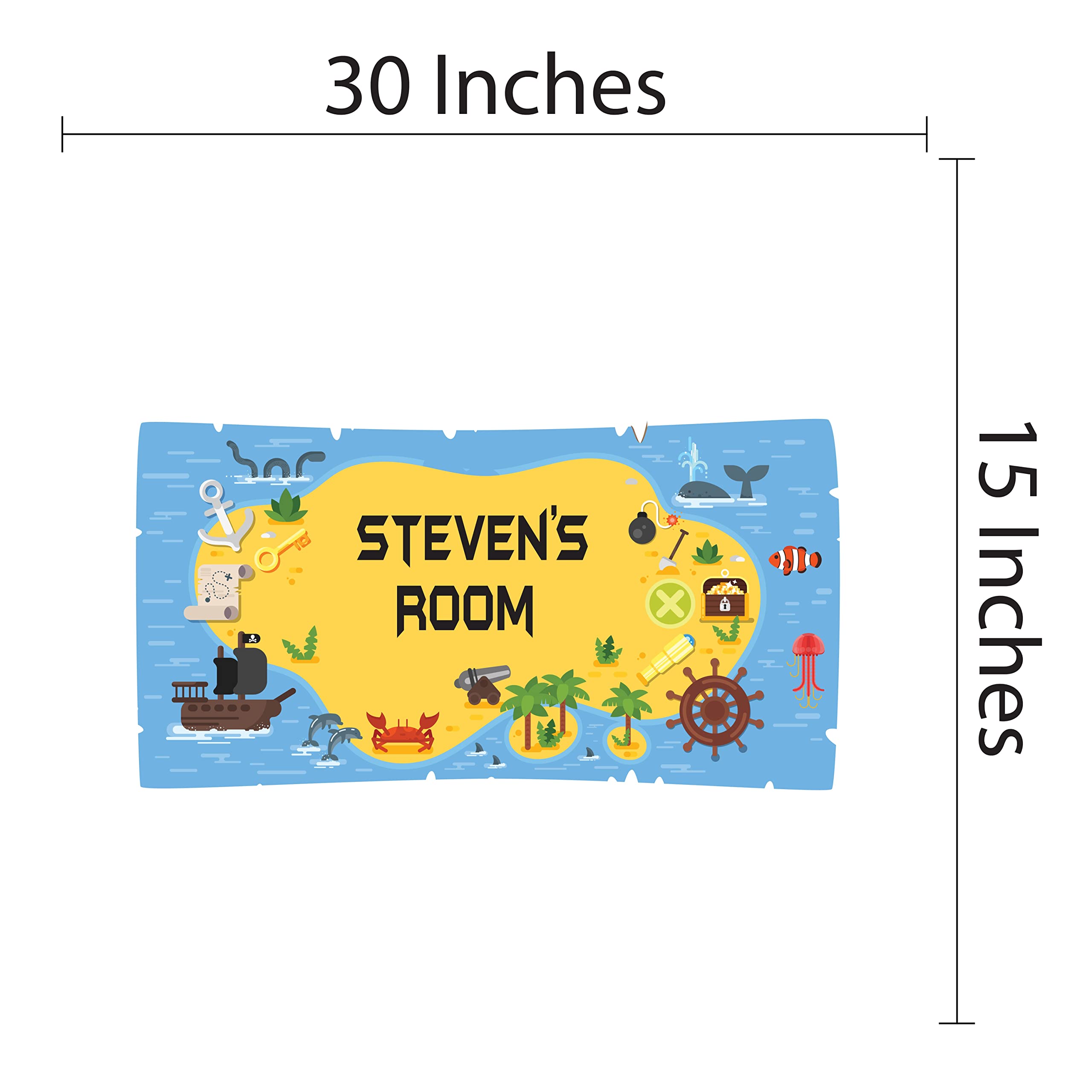 Custom Pirate Name Wall Decal for Kids Room Decor - 30
