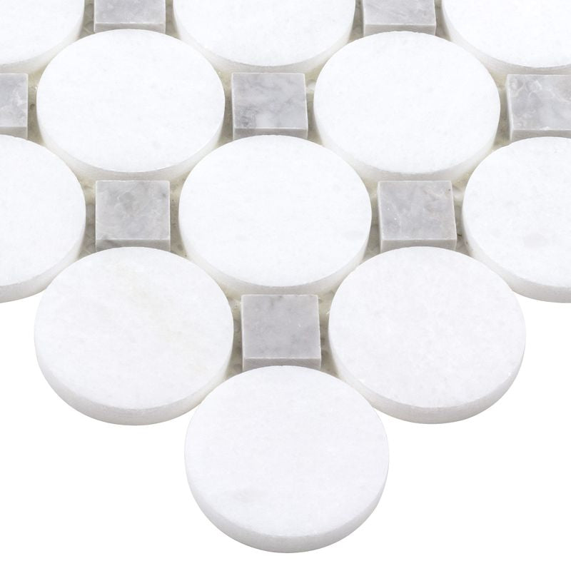 Gray Rounded Dots Stone Mosaic Tile for Bathroom, Kitchen Backsplash, and Wall Decor