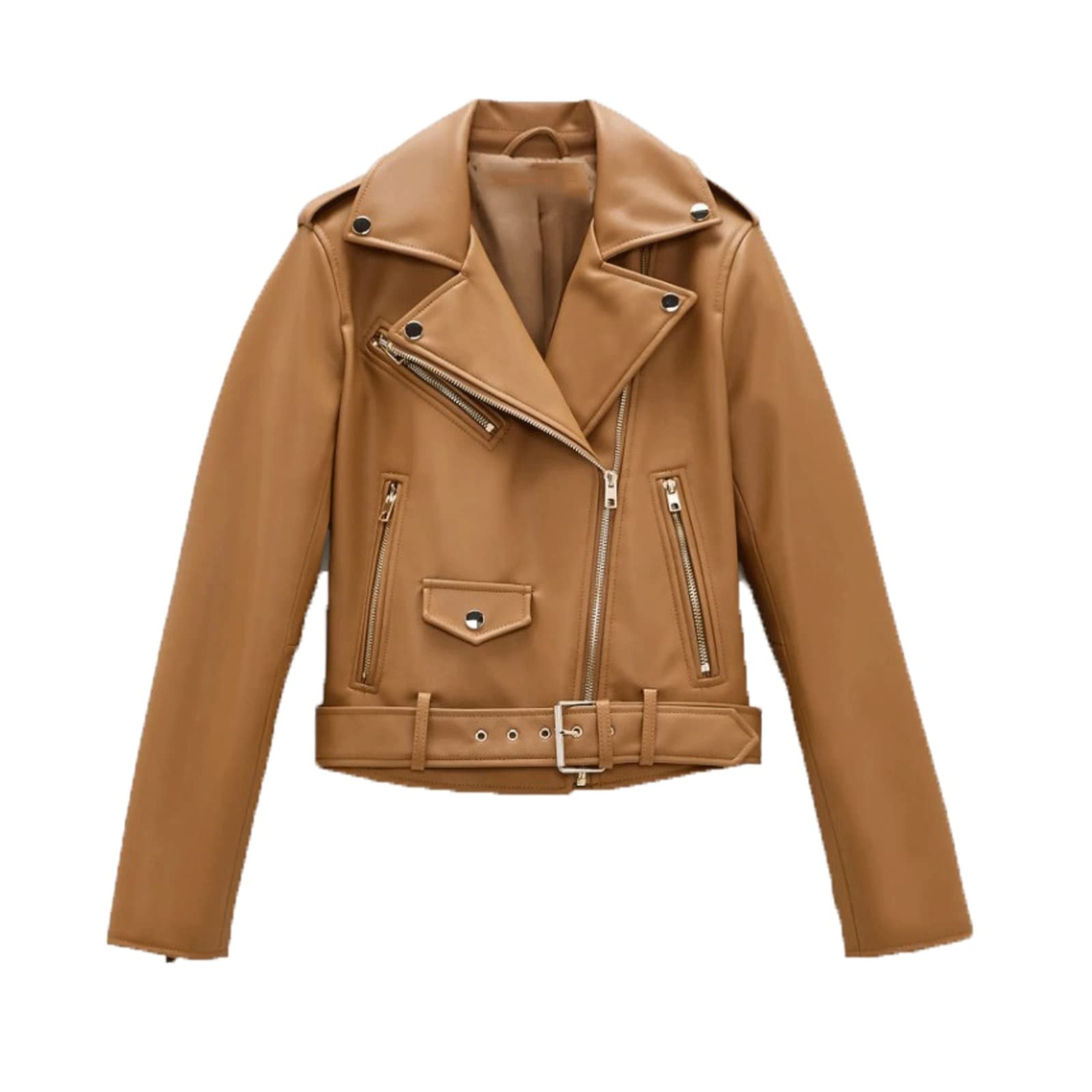 WYNDEL Women's Trench Coat - Spring & Autumn Motorcycle Leather Jacket with Detachable Belt | Stylish Outerwear for Riding, Office & Casual Wear