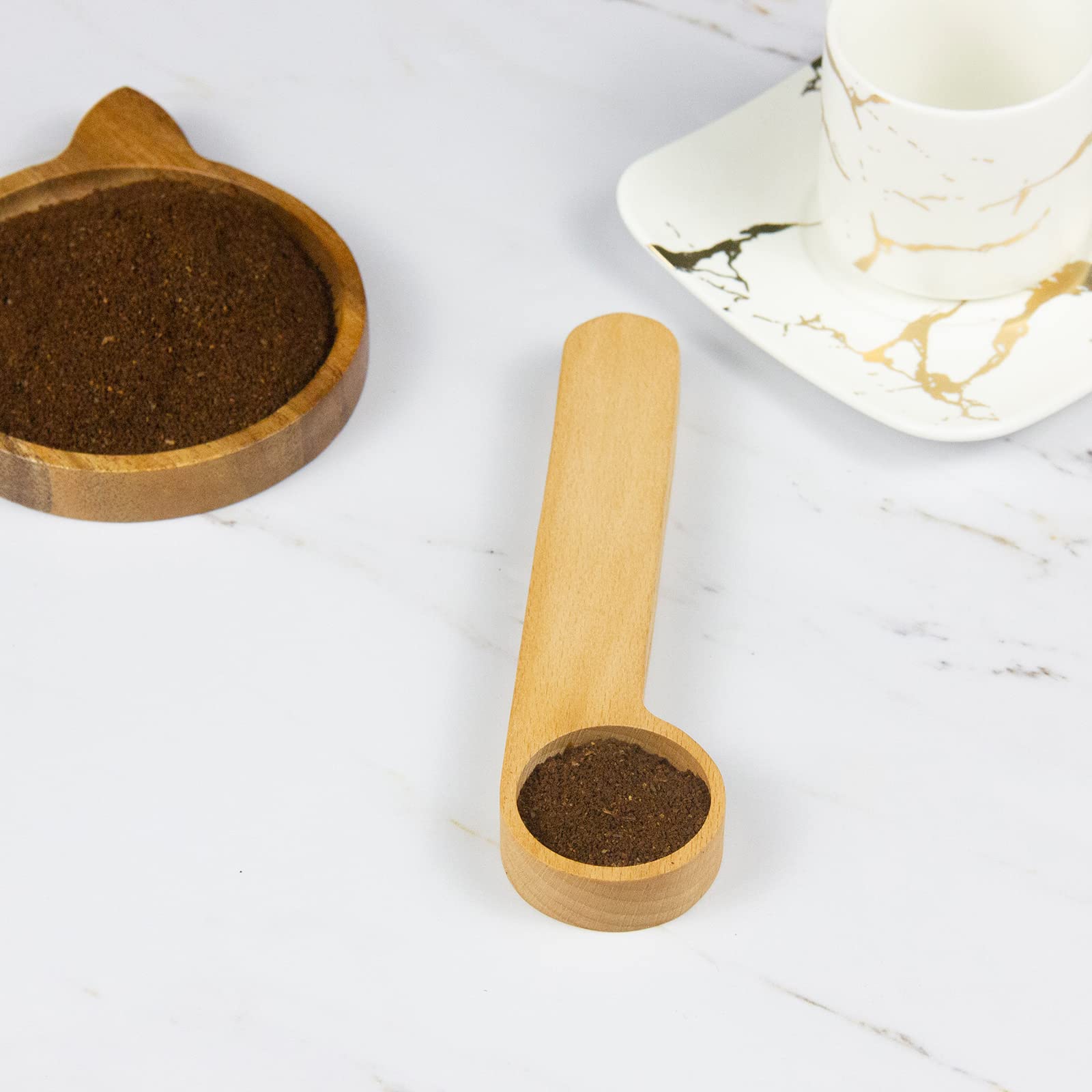 Premium Wooden Coffee Scoop & Bag Clip - 2-in-1 Tablespoon Measuring Spoon with Sealer for Coffee Beans, Espresso, Tea & Spices (12 Pack) - Perfect for Home Baristas, Kitchen Storage & Travel Use