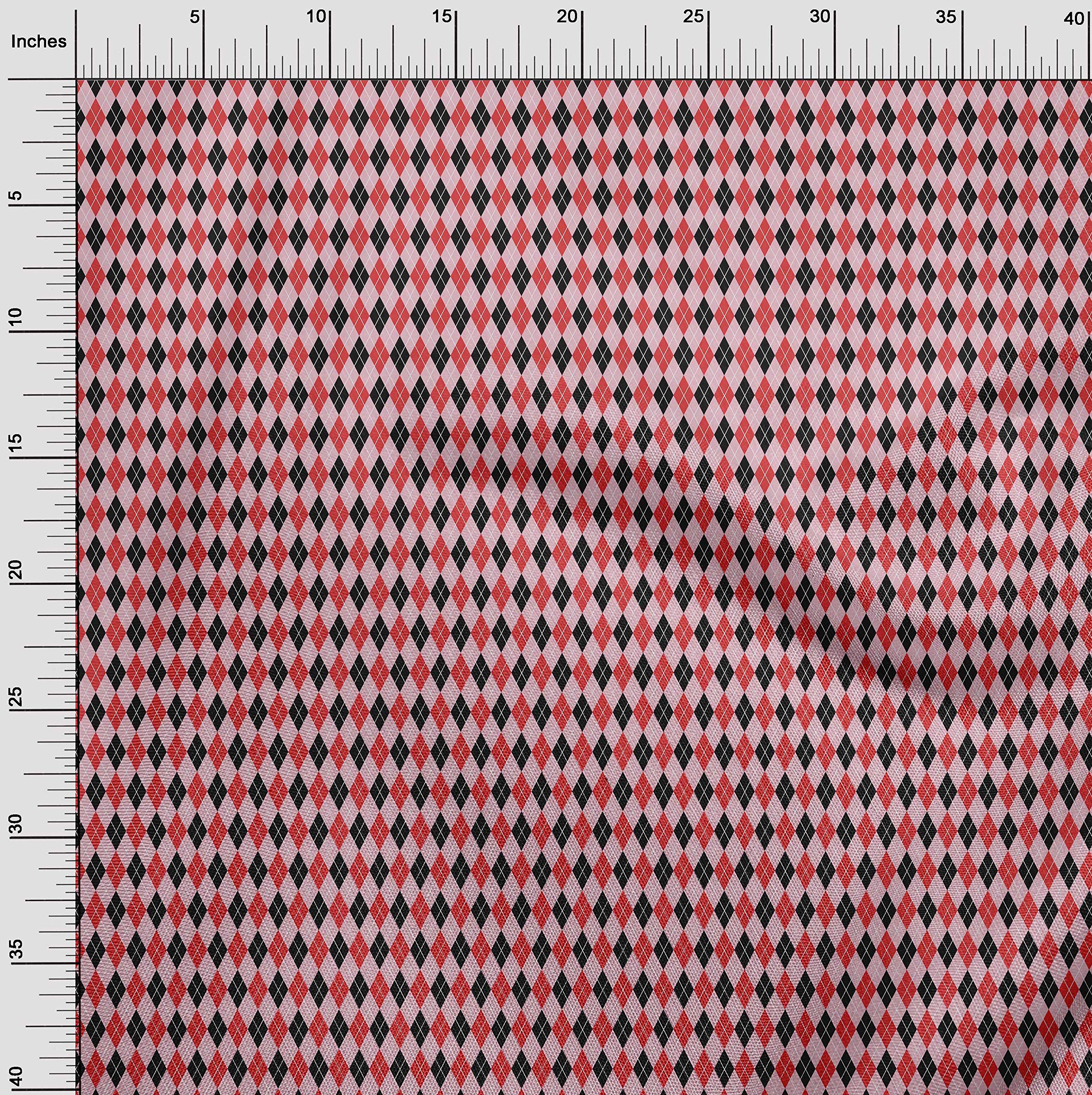 oneOone Cotton Silk Blend Pastel Pink Argyle Check Dress Fabric - 42 Inches Wide by The Yard | Perfect for Dresses, Skirts & DIY Fashion Projects