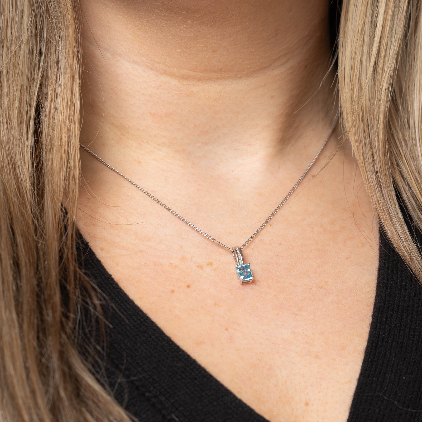 Exquisite 1.10ct Topaz & 0.03ct Diamond Pendant Necklace - 14K Gold Jewelry for Women - Perfect Gift for Anniversary, Birthday & Special Occasions