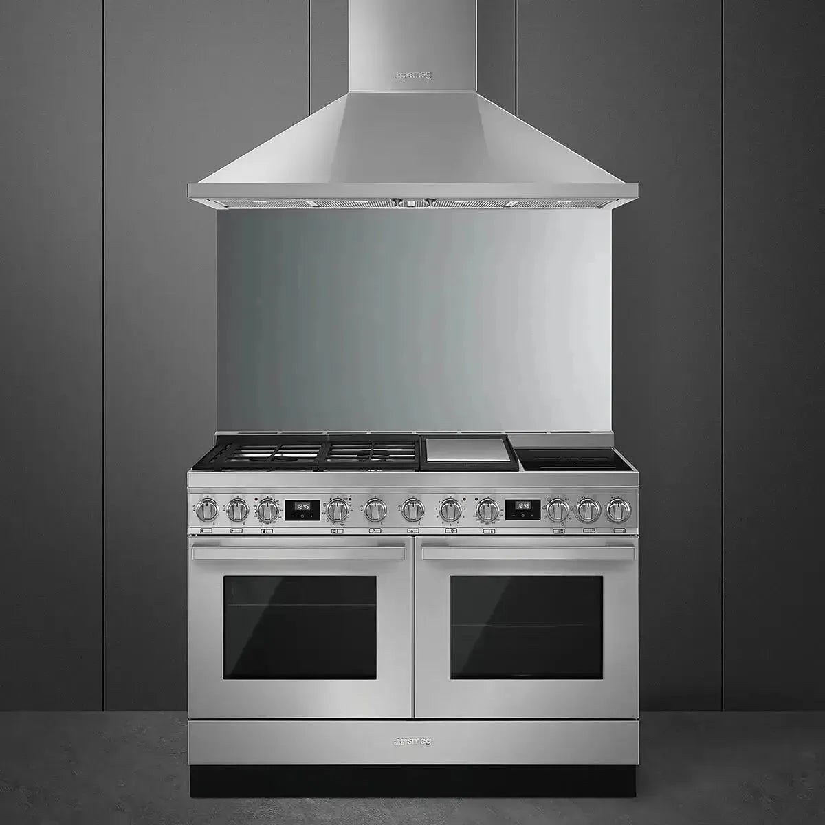 Smeg 120cm Portofino Multifunction Cooker - Stainless Steel Electric Cooktop with 4 Burners | Perfect for Modern Kitchens, Home Cooking & Entertaining